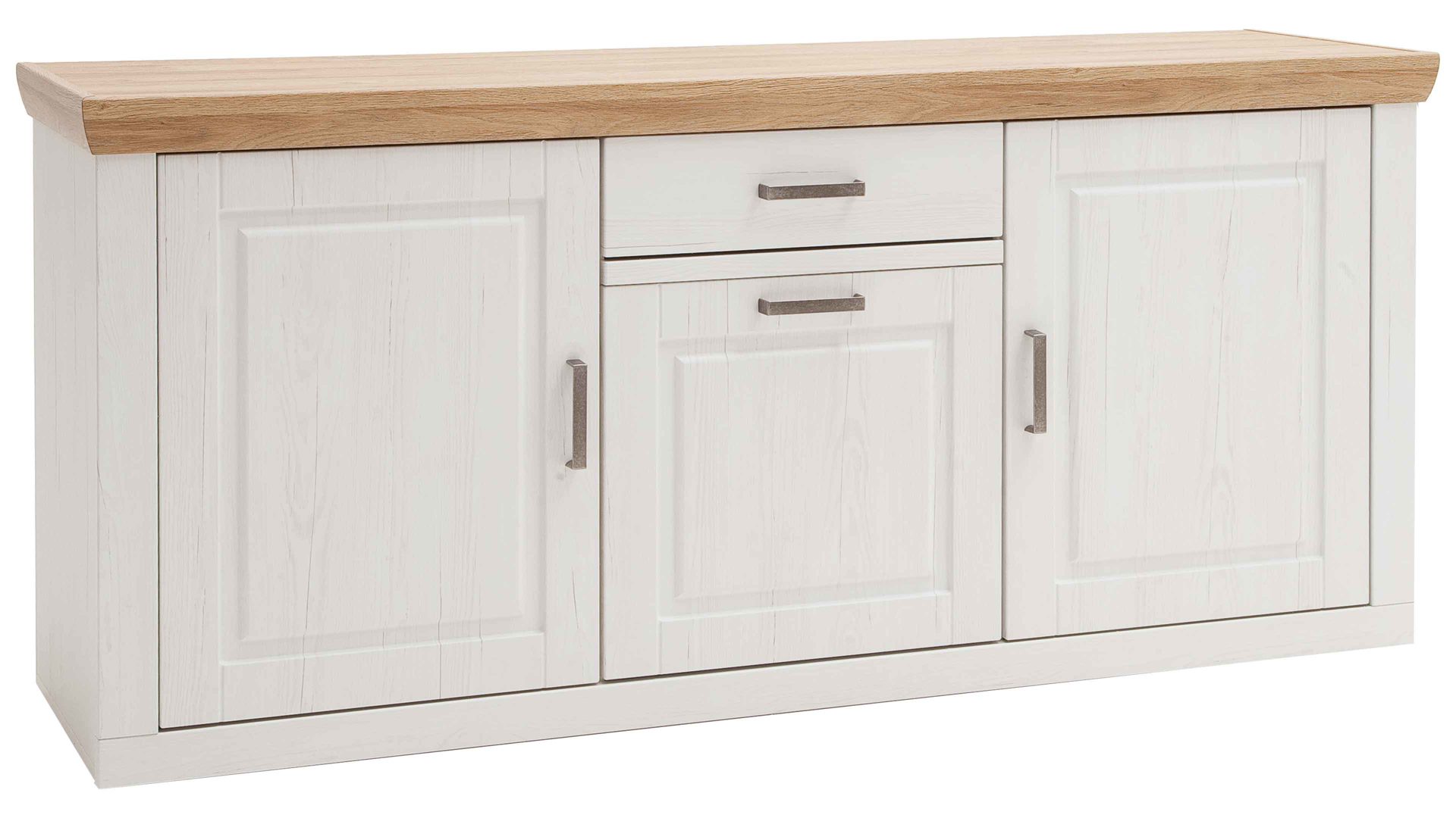 Sideboard Mca direkt aus Holz in Weiß Wohnprogramm Brixen - Sideboard Pinie Aurelio & Grandson Oak - drei Türen, eine Schublade
