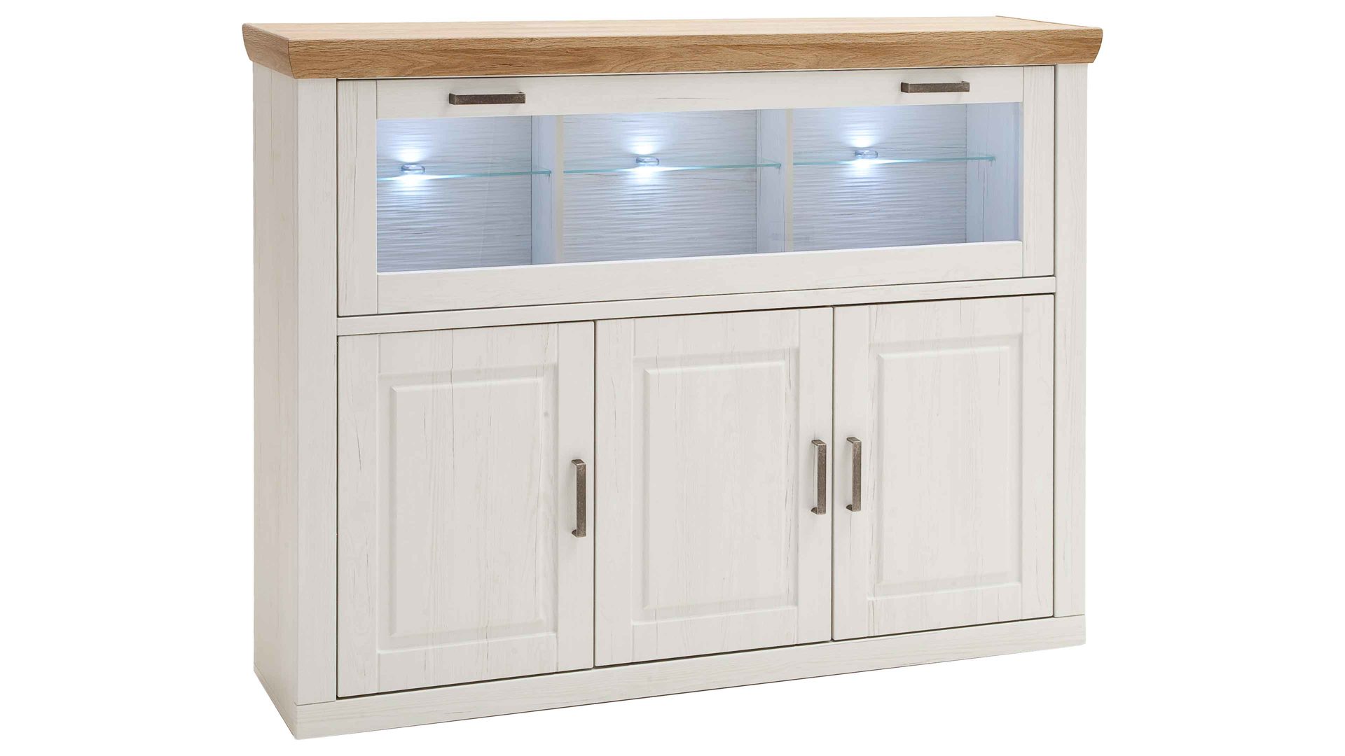 Highboard Mca direkt aus Holz in Weiß Wohnprogramm Brixen - Highboard 02 Pinie Aurelio & Grandson Oak - vier Türen