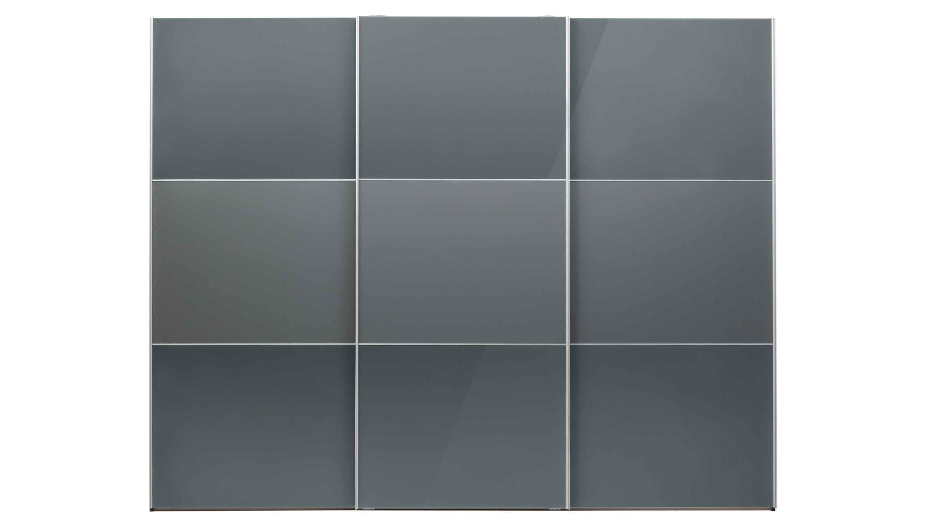 Kleiderschrank Staud aus Glas in Dunkelgrau STAUD Schwebetürenschrank Ancona Vulkan & Aluminium - drei Türen, Breite ca. 280 cm