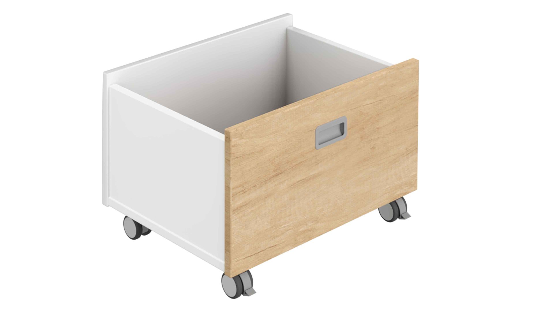 Rollcontainer Paidi aus Holz in Holzfarben PAIDI Kira – Rollbox Eiche Nebraska & Kreideweiß - ca. 65 x 40 cm