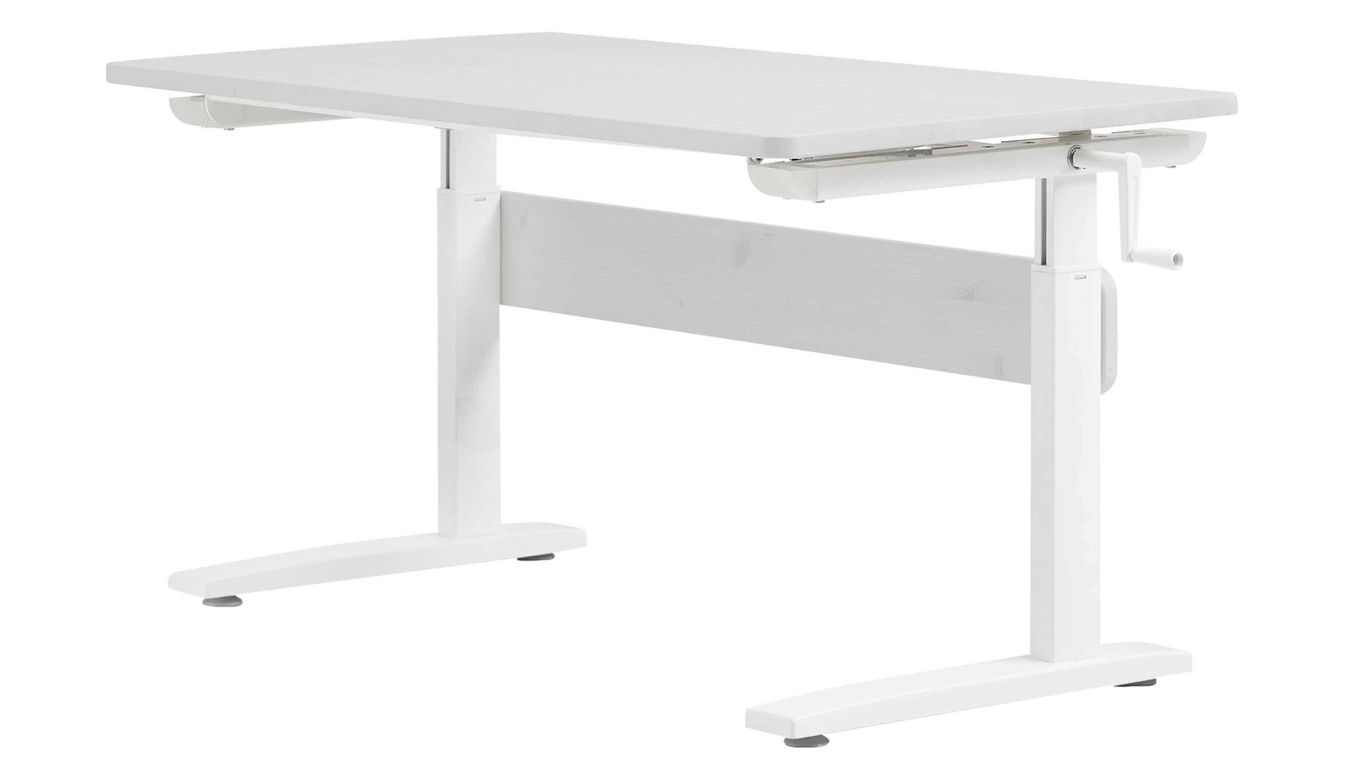 Schreibtisch Flexa® aus Holz in Weiß FLEXA® Funktions-Schreibtisch Study weiß lasiertes Kiefernholz & weißes Metall – Breite ca. 120 cm