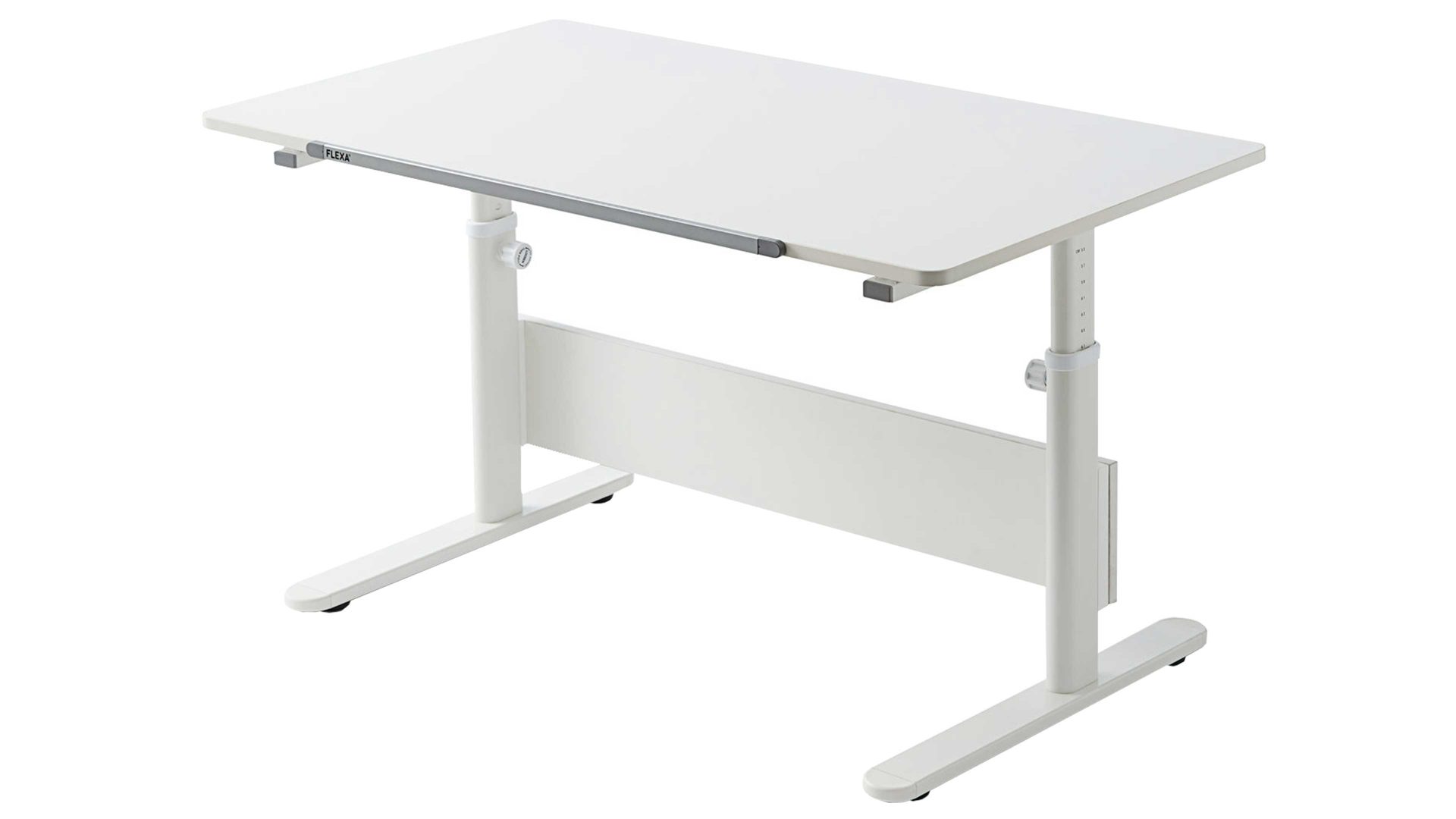 Schreibtisch Flexa® aus Holz in Weiß FLEXA® Funktions-Schreibtisch Study Evo weiße Platte & weißes Metallgestell – Breite ca. 120 cm