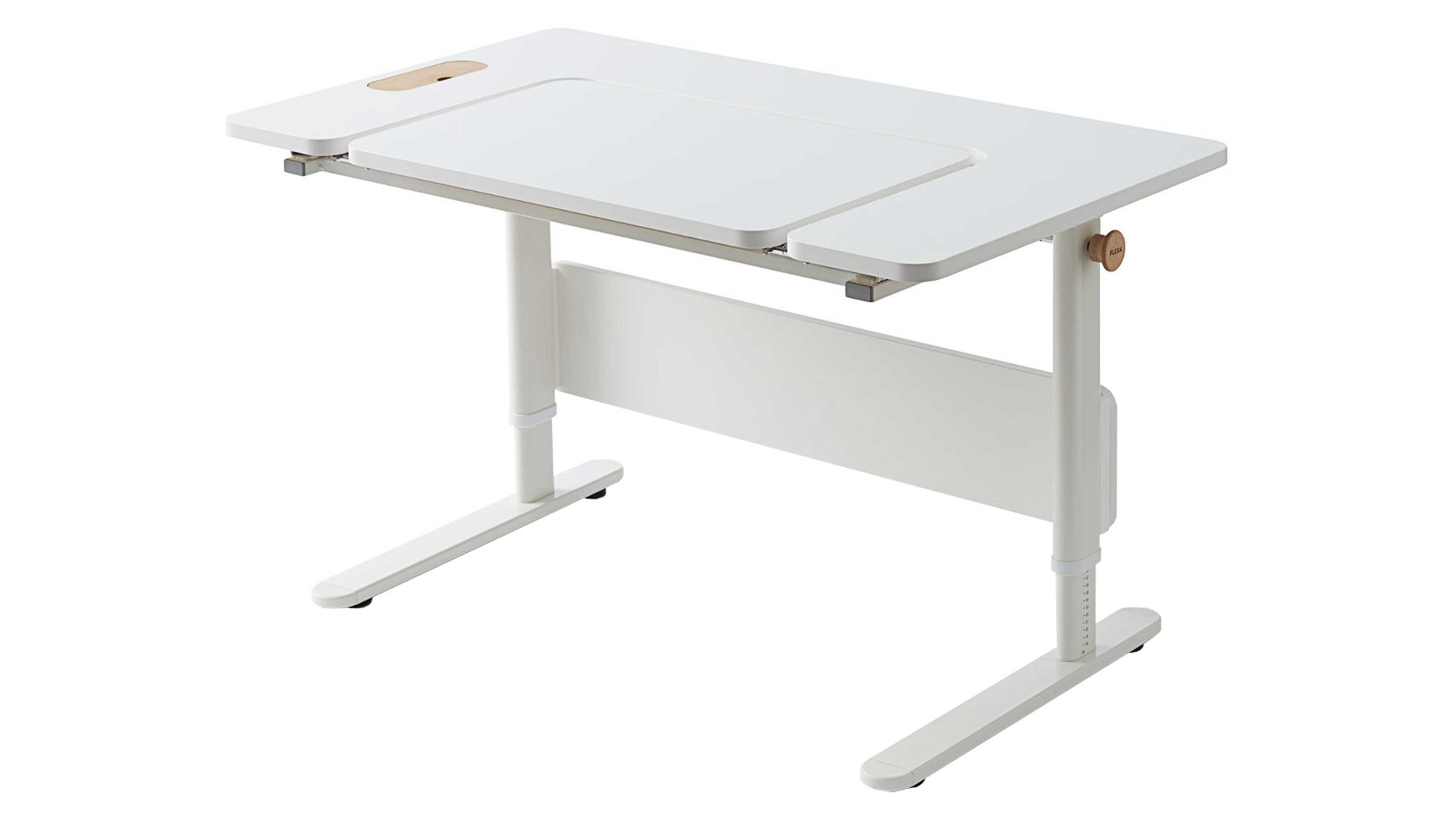 Schreibtisch Flexa® aus Holz in Weiß FLEXA® Funktions-Schreibtisch Study Moby weiße Platte & weißes Metallgestell – Breite ca. 120 cm