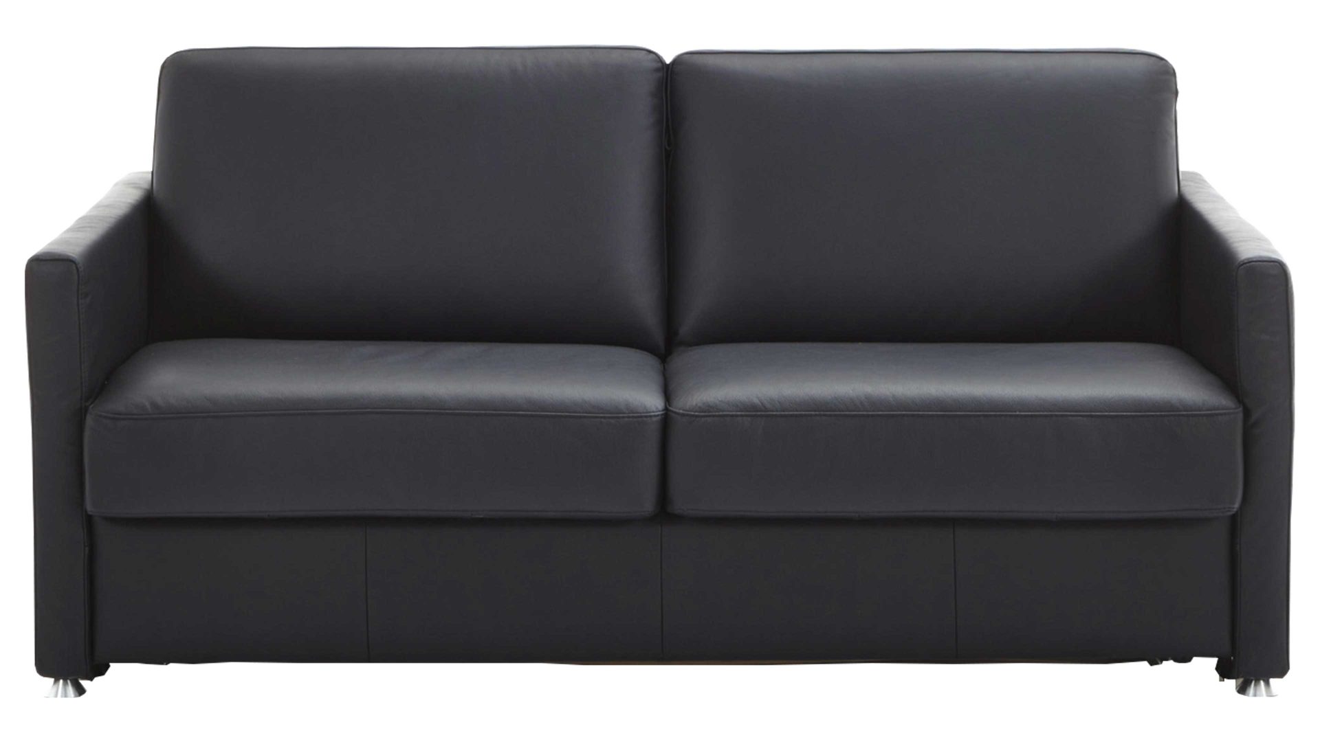 Schlafsofa comfortmaster besser sitzen, liegen, leben aus Leder in Schwarz Comfortmaster Schlafsofa Molto mit Faltbett-Funktion bzw. Polstermöbel schwarzes Leder 10-1014 & verchromte Metallfüße - Breite ca. 188 cm