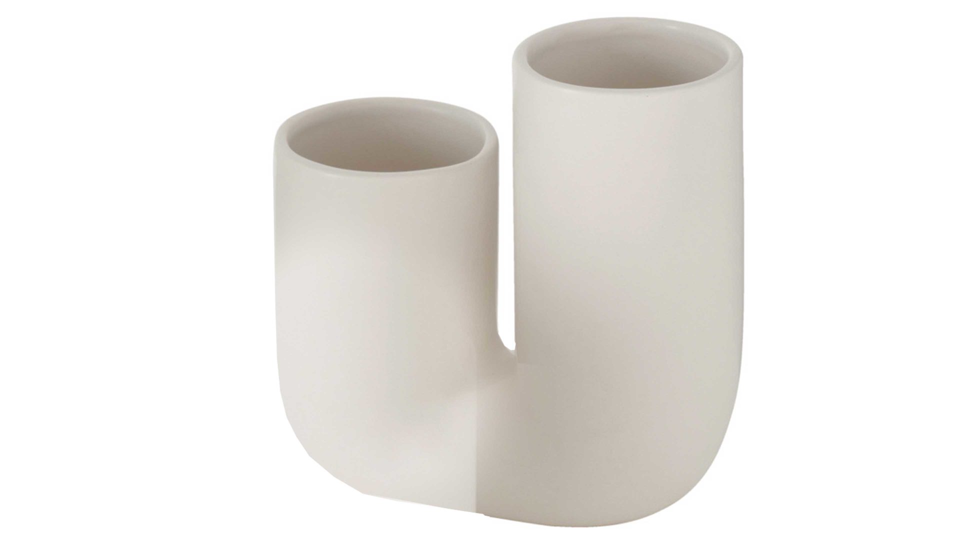 Vase Boltze aus Stein in Weiß Vase Filicio mattweißes Steingut - Länge ca. 17 cm