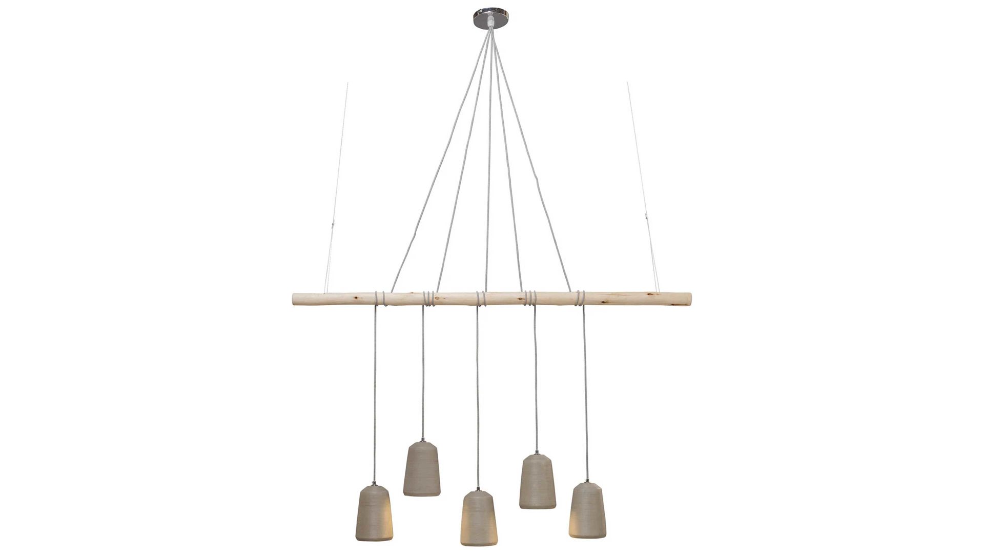 Pendelleuchte Kare design aus Keramik in Grau KARE DESIGN Hängeleuchte Dining Concrete Betonoptik & Buche - Breite ca. 160 cm