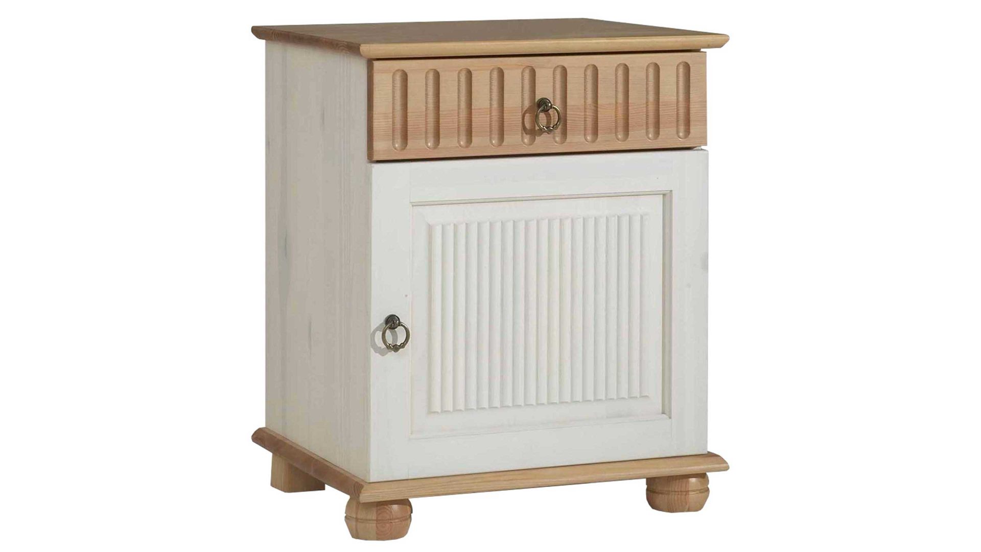 Nachtkommode Euro diffusion aus Holz in Holzfarben Nachtkommode bzw. Nachttisch mit geschmackvoller Optik  Honig & Weiß - eine Tür, eine Schublade