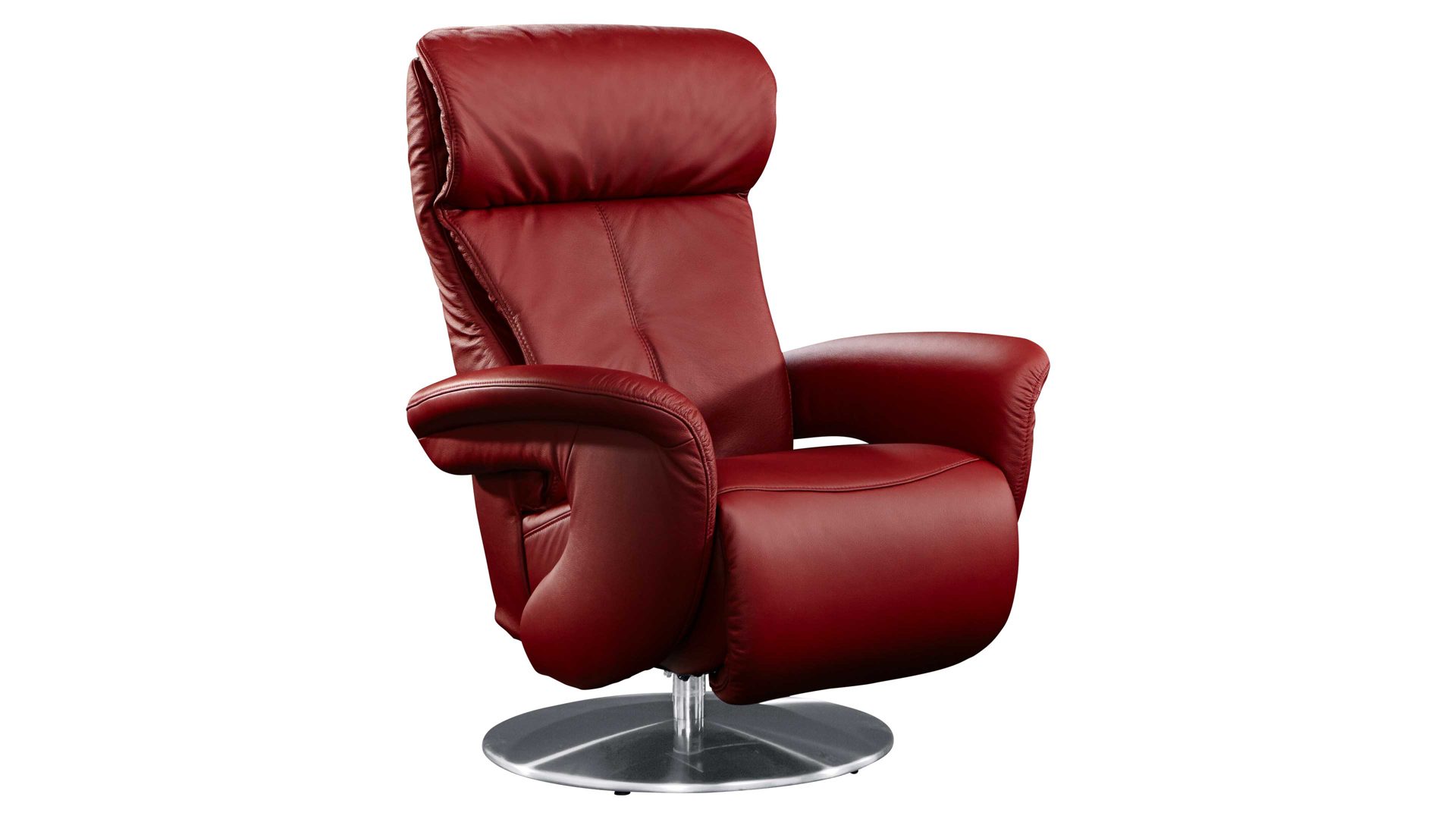 Relaxsessel comfortmaster besser sitzen, liegen, leben aus Leder in Dunkelrot Comfortmaster 7333 Easy-Swing-Sessel 36N als Sitzmöbel chillifarbenes LongLife-Leder & Metall-Tellerfuß