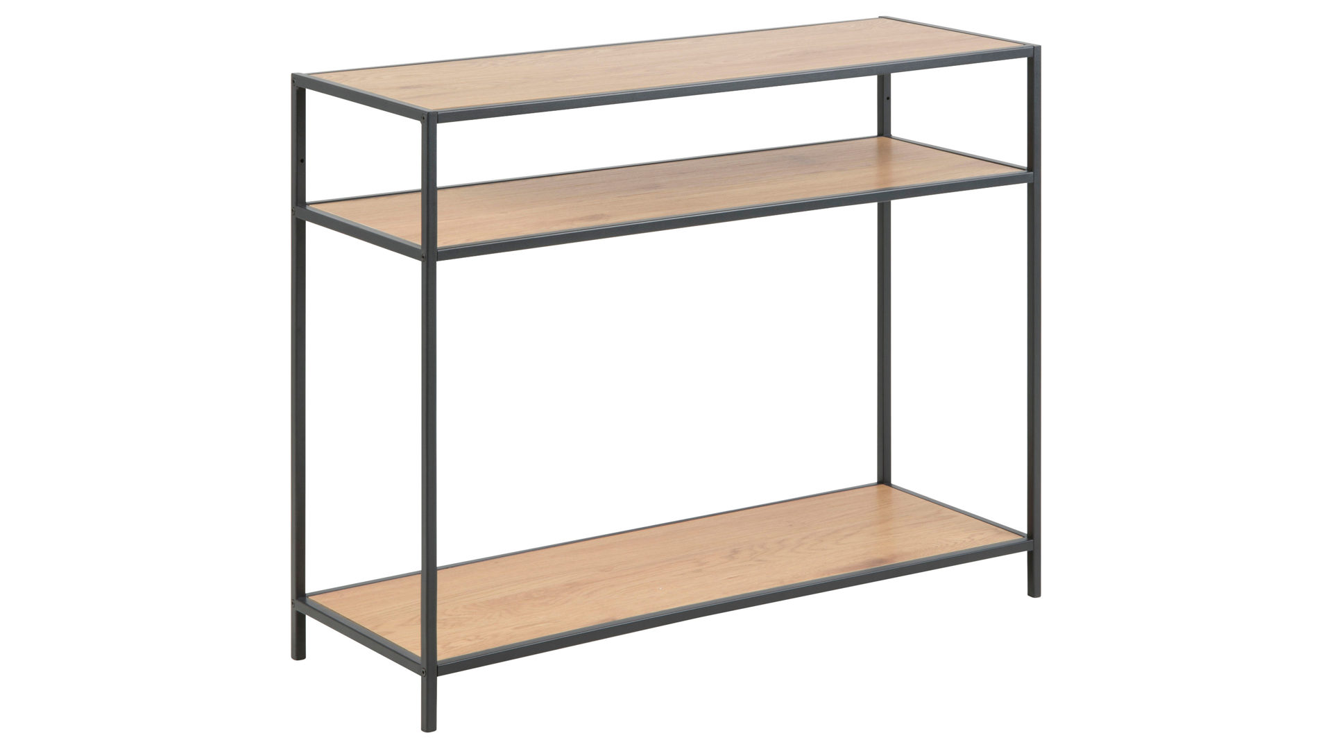 Konsole Actona group aus Holz in Holzfarben Konsoltisch Seaford im Industrielook - Beistelltisch Wildeiche & Schwarz – Länge ca. 100 cm