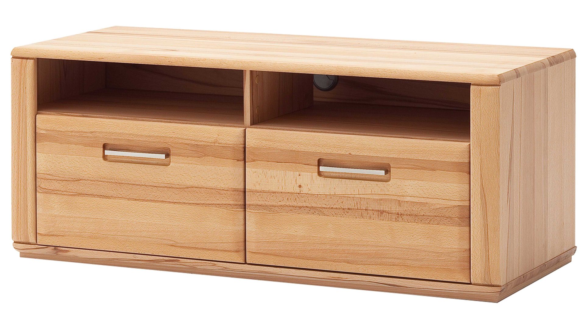 Medienmöbel Mca direkt aus Holz in Holzfarben Wohnprogramm Sena - TV-Element bwz. Fernsehschrank Kernbuche – zwei Schubladen, zwei offene Fächer - Breite ca. 124 cm