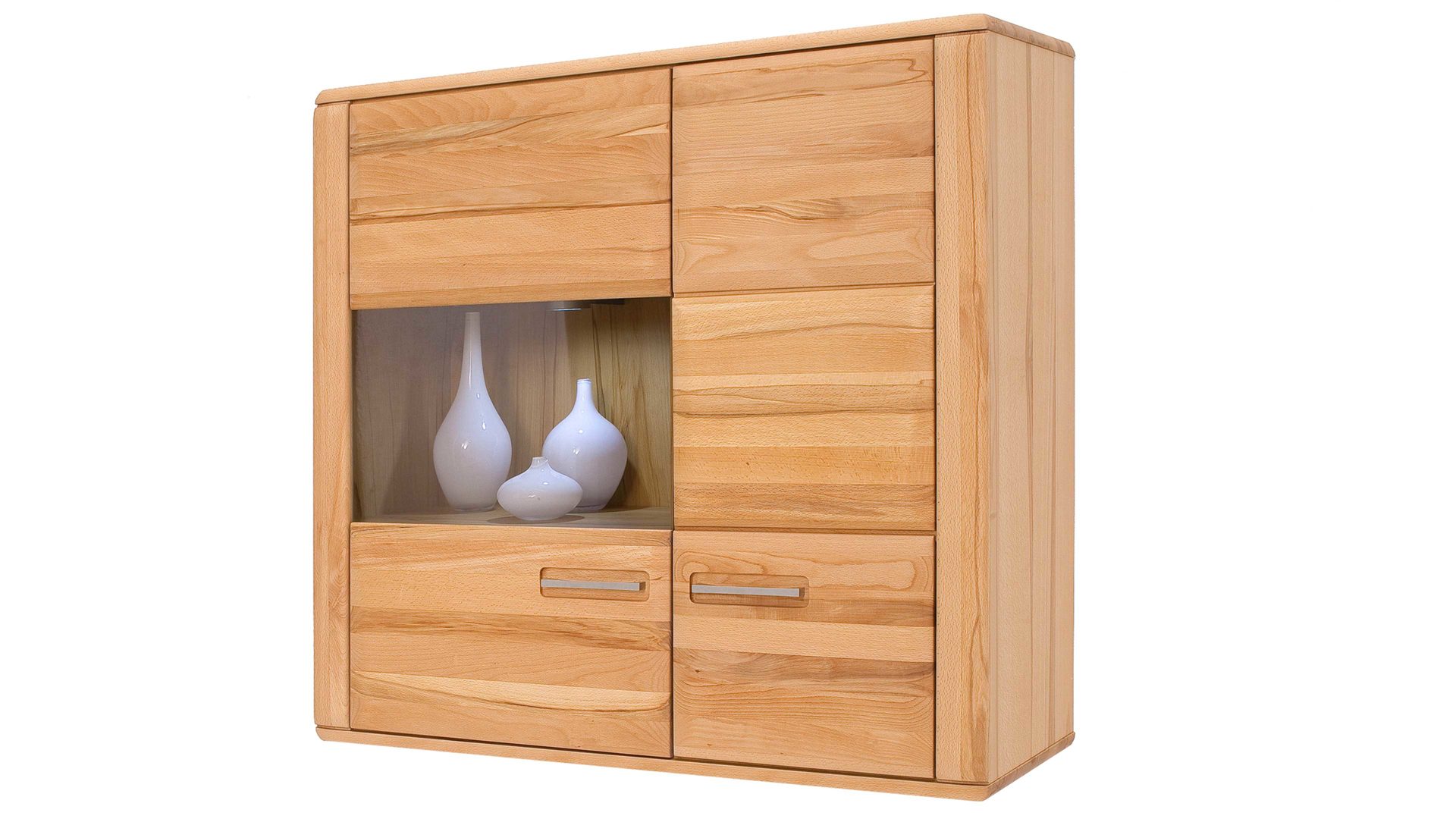 Hängeschrank Mca direkt aus Holz in Holzfarben Wohnprogramm Sena - Hängevitrine geölte Kernbuche – zwei Türen