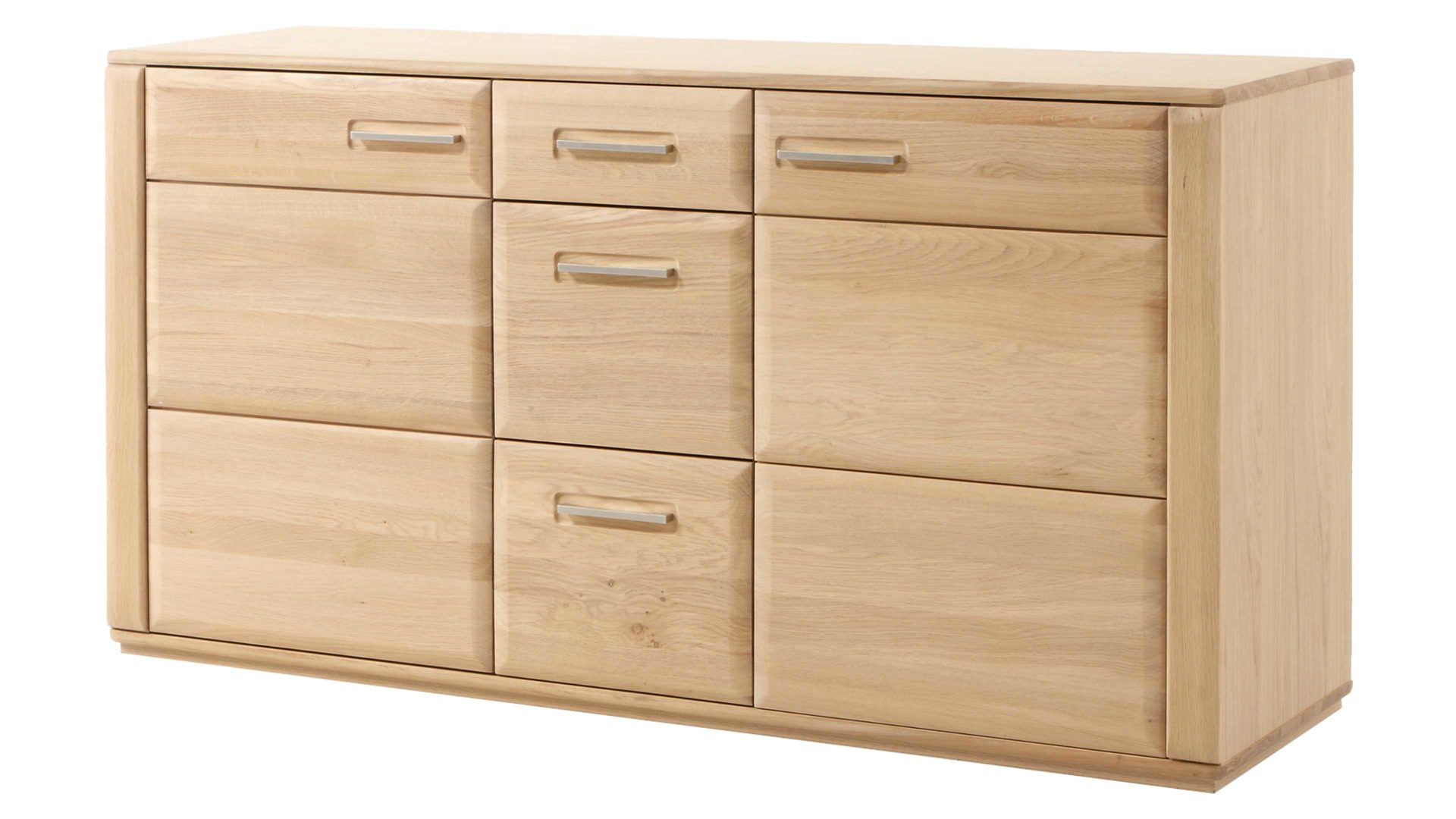 Sideboard Mca furniture aus Holz in Holzfarben Hell Wohnprogramm Sena - Sideboard bzw. Kommodenschrank Eiche Bianco – zwei Türen, drei Schubladen