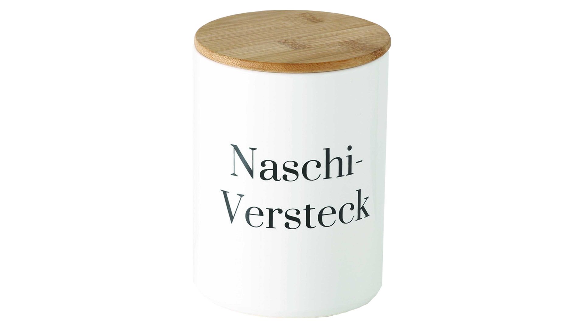 Dose Interliving BEST BUDDYS! aus Stein in Beige Steingutdose Naschi-Versteck Weiß & Bambus - Höhe ca. 16 cm