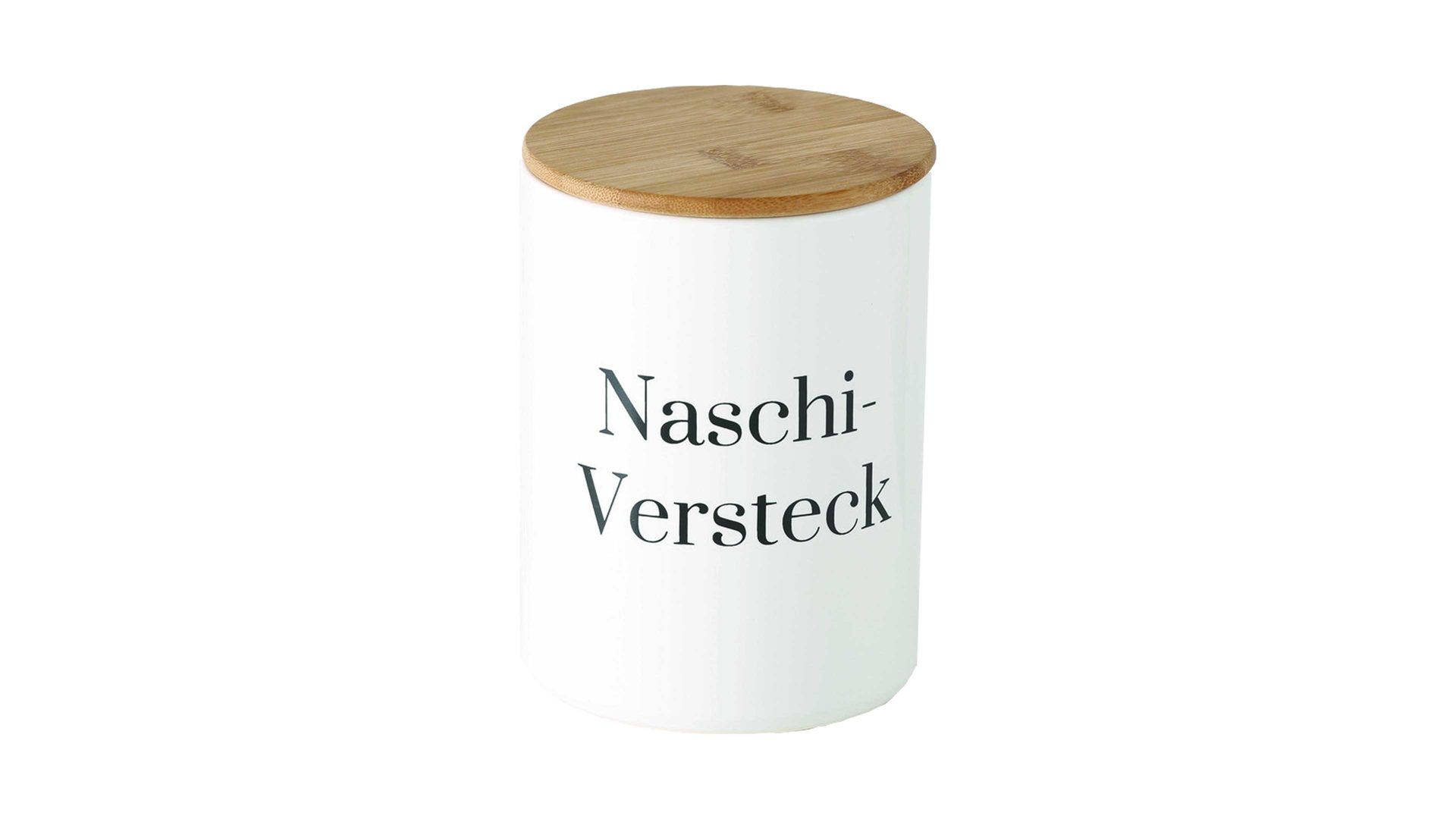 Dose Interliving BEST BUDDYS! aus Stein in Weiß Steingutdose Naschi-Versteck Weiß & Bambus - Höhe ca. 16 cm