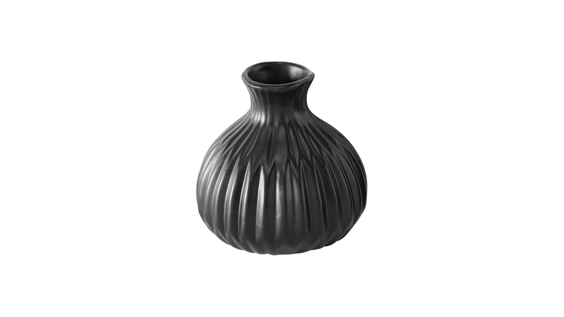 Vase Boltze aus Keramik in Schwarz Vase Esko mattschwarzes Porzellan - Höhe ca. 12 cm