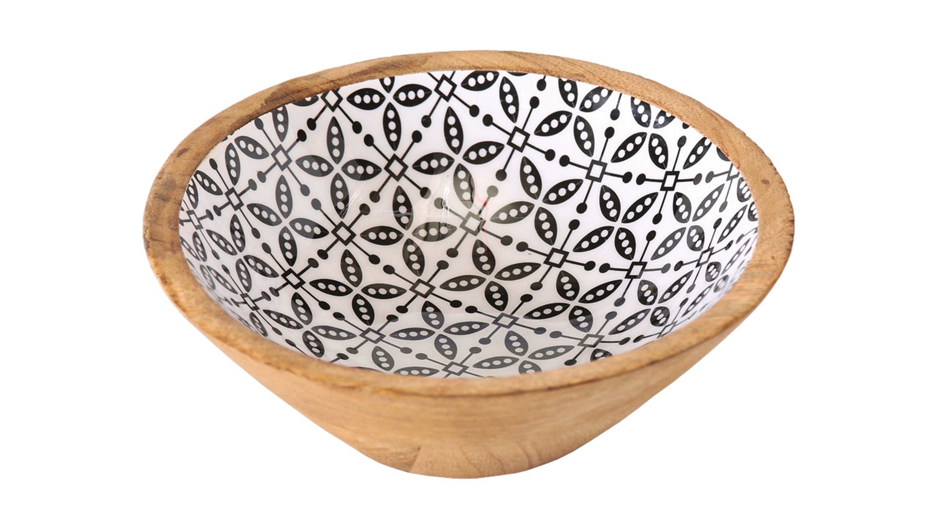 Dekoschale Boltze aus Holz in Weiß Deko-Schale Fado Kreismuster – Durchmesser ca. 20 cm