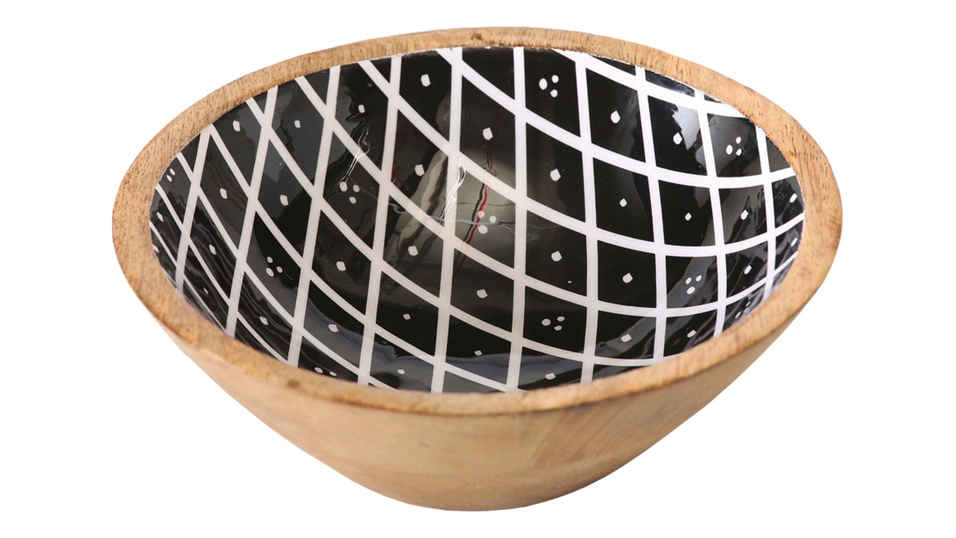 Dekoschale Boltze aus Holz in Schwarz Deko-Schale Fado Rautenmuster – Durchmesser ca. 20 cm