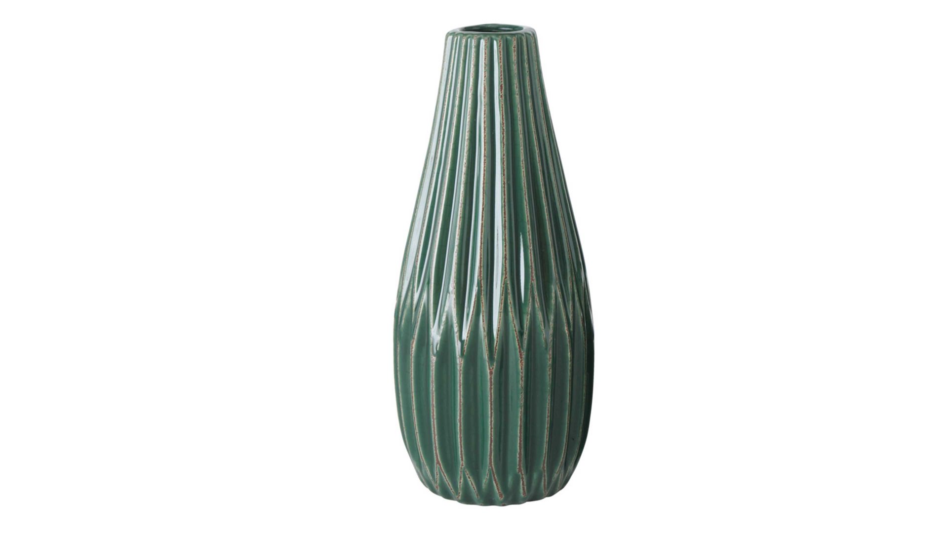 Vase Boltze aus Stein in Dunkelgrün Vase Lenja dunkelgrünes Steingut – Höhe ca. 24 cm