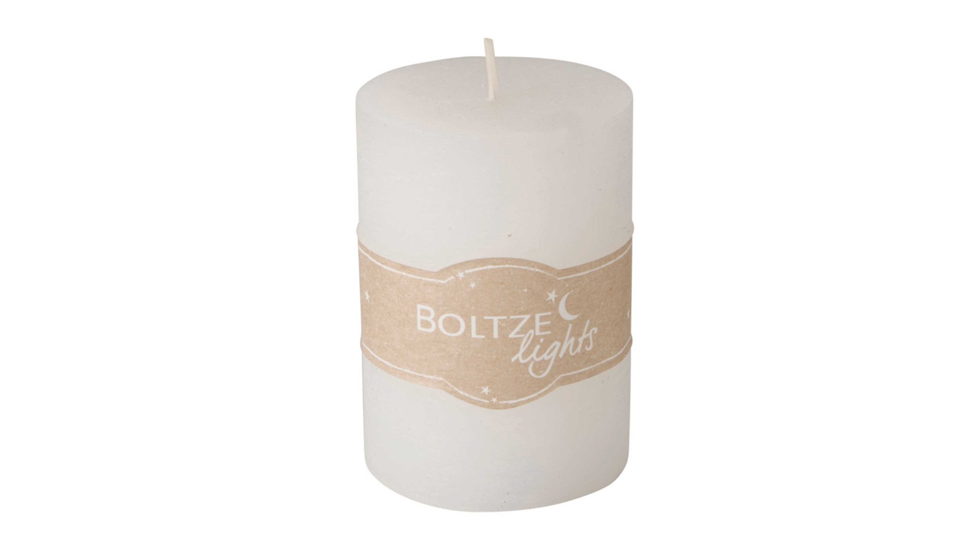 Kerze Boltze aus Wachs in Weiß Stumpenkerze Rosi Weiß – Höhe ca. 10 cm
