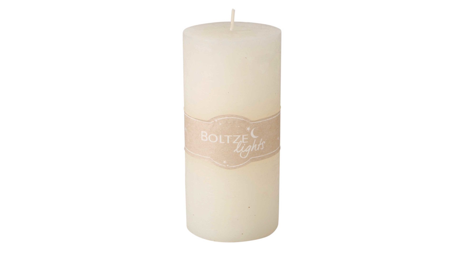 Kerze Boltze aus Wachs in Beige Stumpenkerze Rosi Creme – Höhe ca. 15 cm