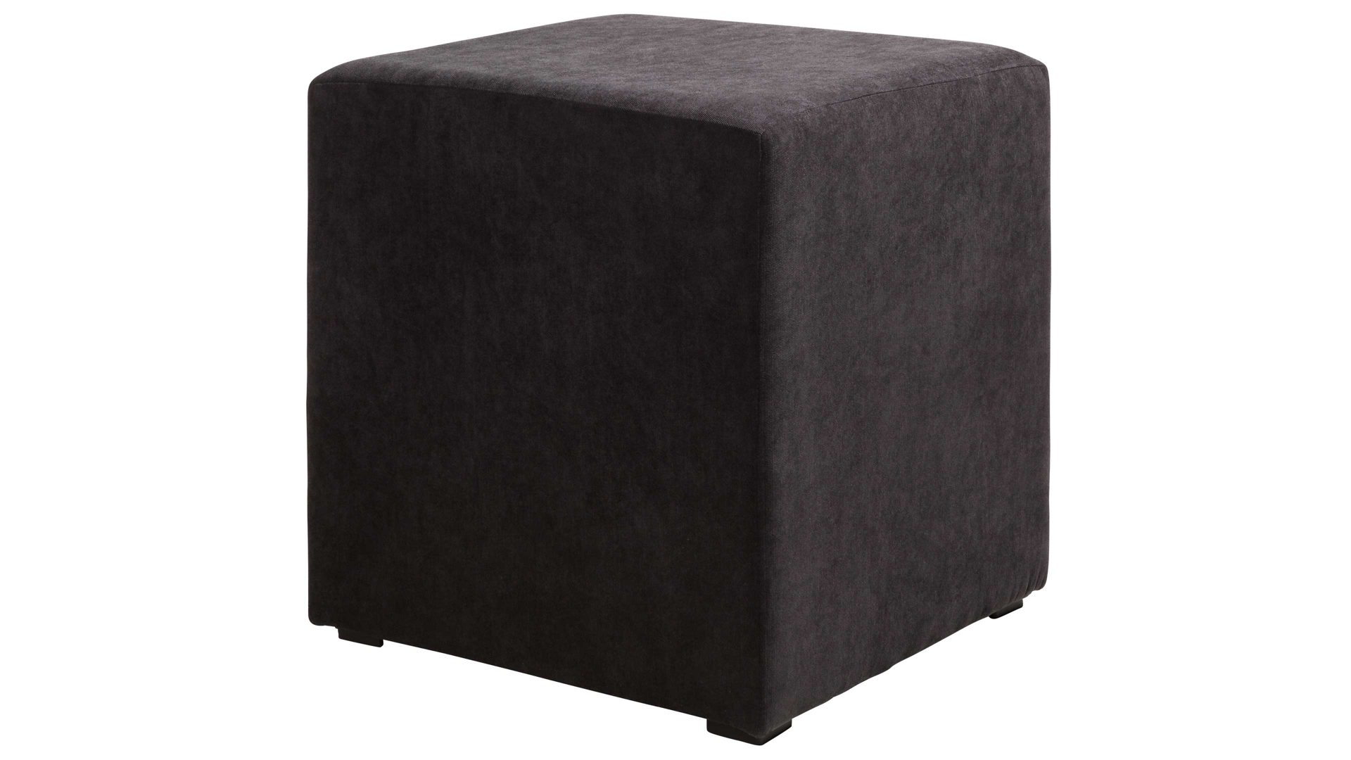 Polsterhocker KAWOO aus Stoff in Schwarz quadratischer KAWOO Polsterhocker Torino - Sitzmöbel onyxfarbener Samtvelours Seventy 169 - ca. 40 x 40 cm