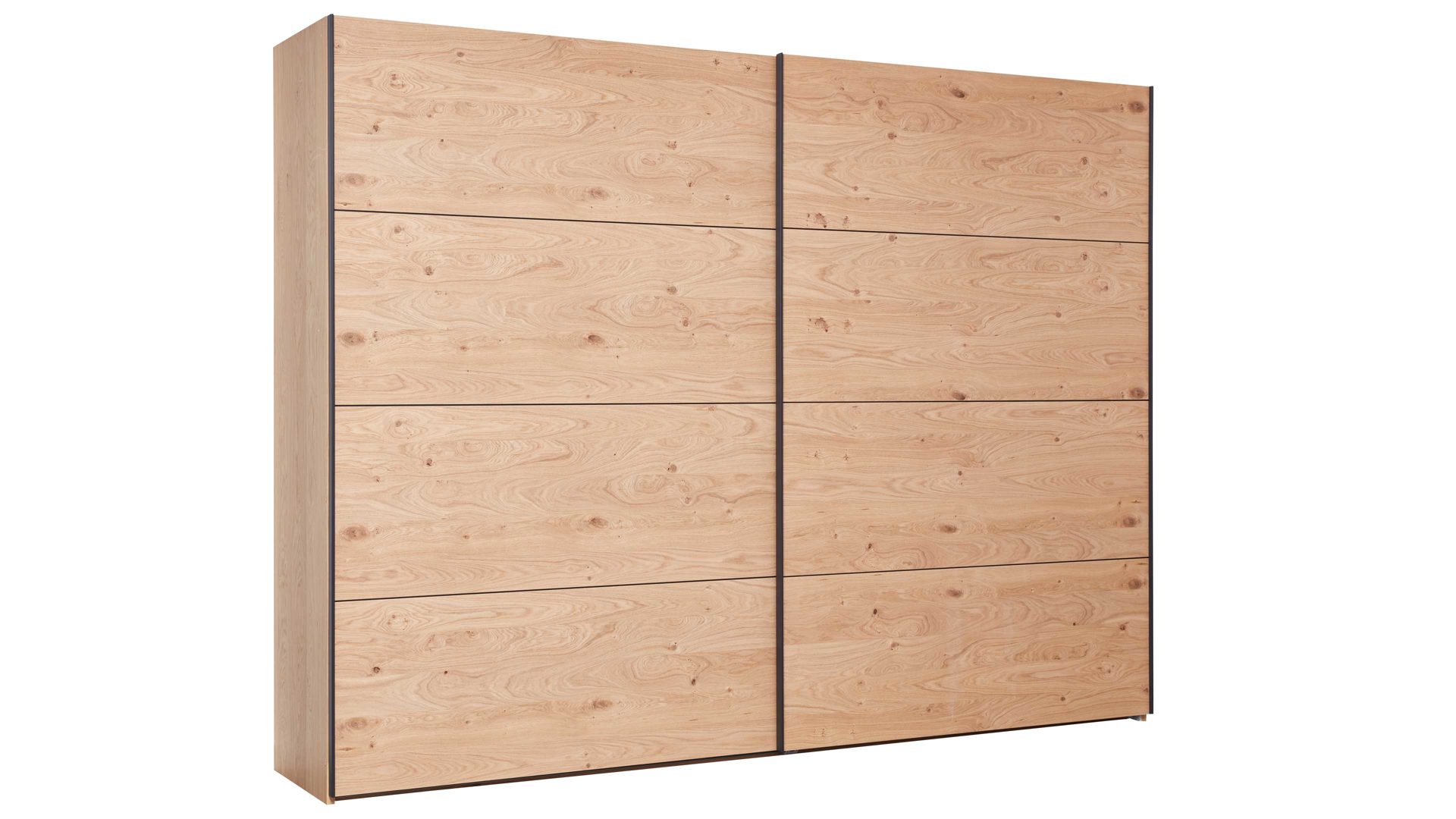 Kleiderschrank Interliving aus Holz in Holzfarben Interliving Schlafzimmer Serie 1024 – Schwebetürenschrank Design 24,  Balkeneiche - zwei Türen, Breite ca. 241 cm
