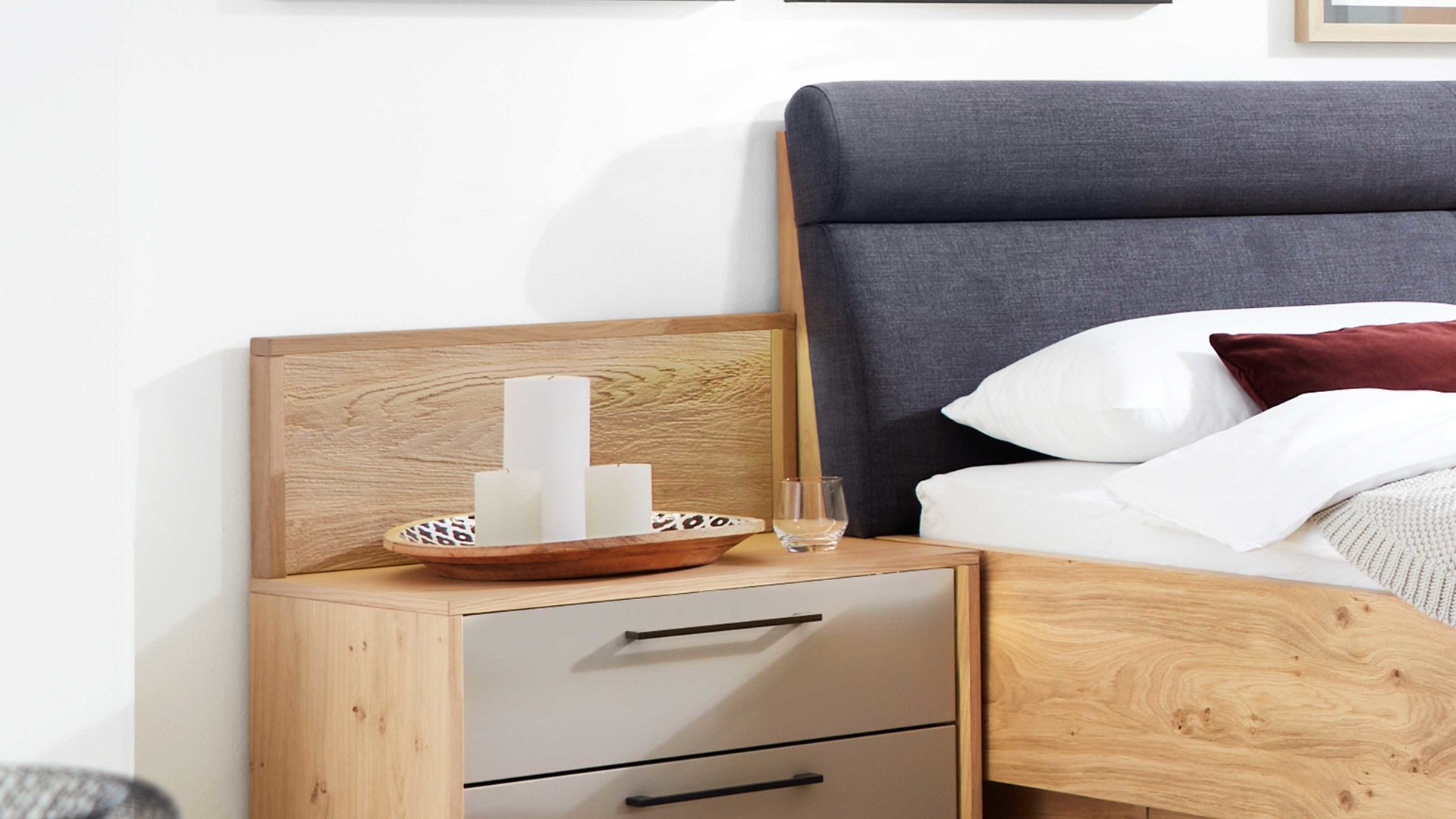 Paneel Interliving aus Holz in Holzfarben Interliving Schlafzimmer Serie 1023 – Paneelaufsatz links, Breite ca. 64 cm - Riffholz