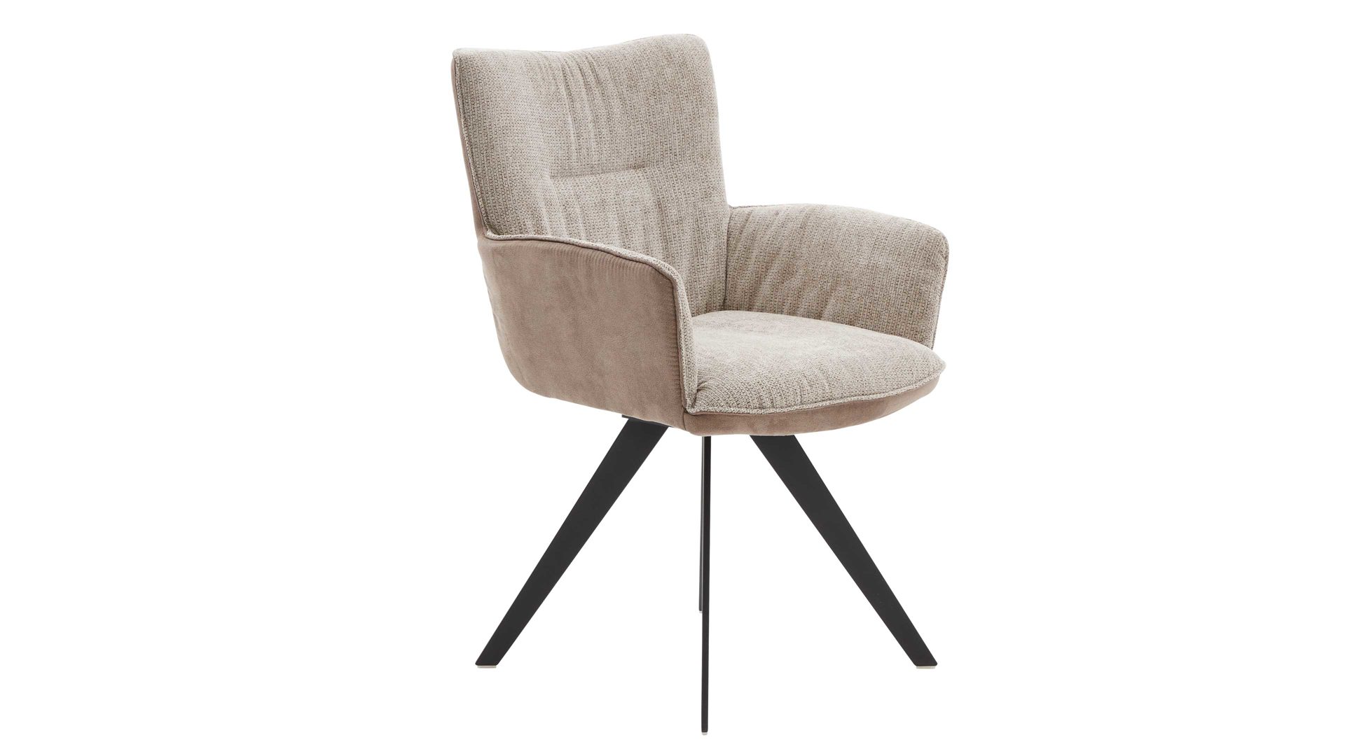 Polsterstuhl Interliving aus Stoff in Beige Interliving Esszimmer Serie 5111 – Schalensessel Rückholfunktion - taupefarbene Bezugkombi 957 & schwarzes Eisen