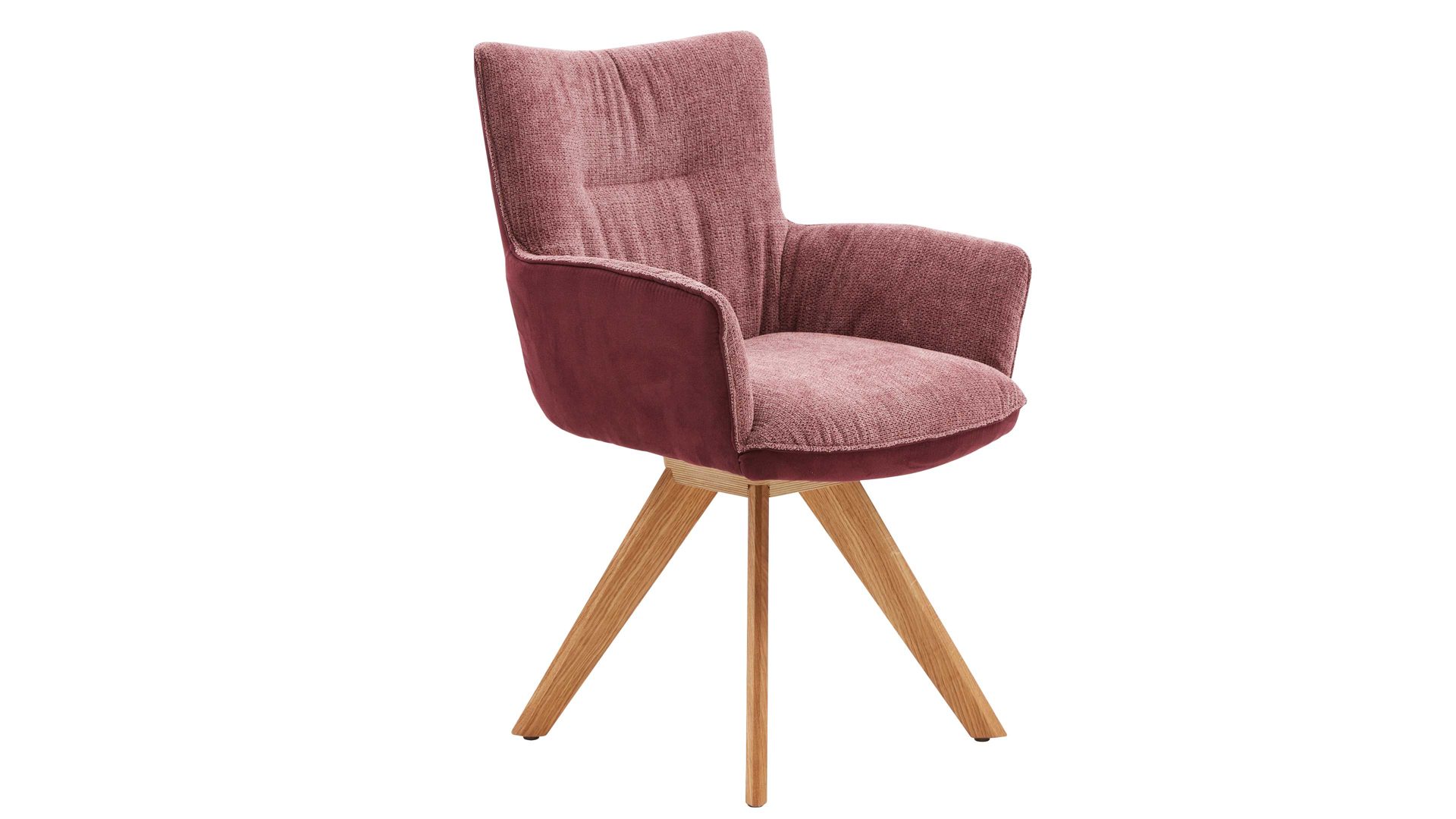 Polsterstuhl Interliving aus Stoff in Dunkelrot Interliving Esszimmer Serie 5111 – Schalensessel Rückholfunktion - weinrote Bezugkombi 954 & Eiche