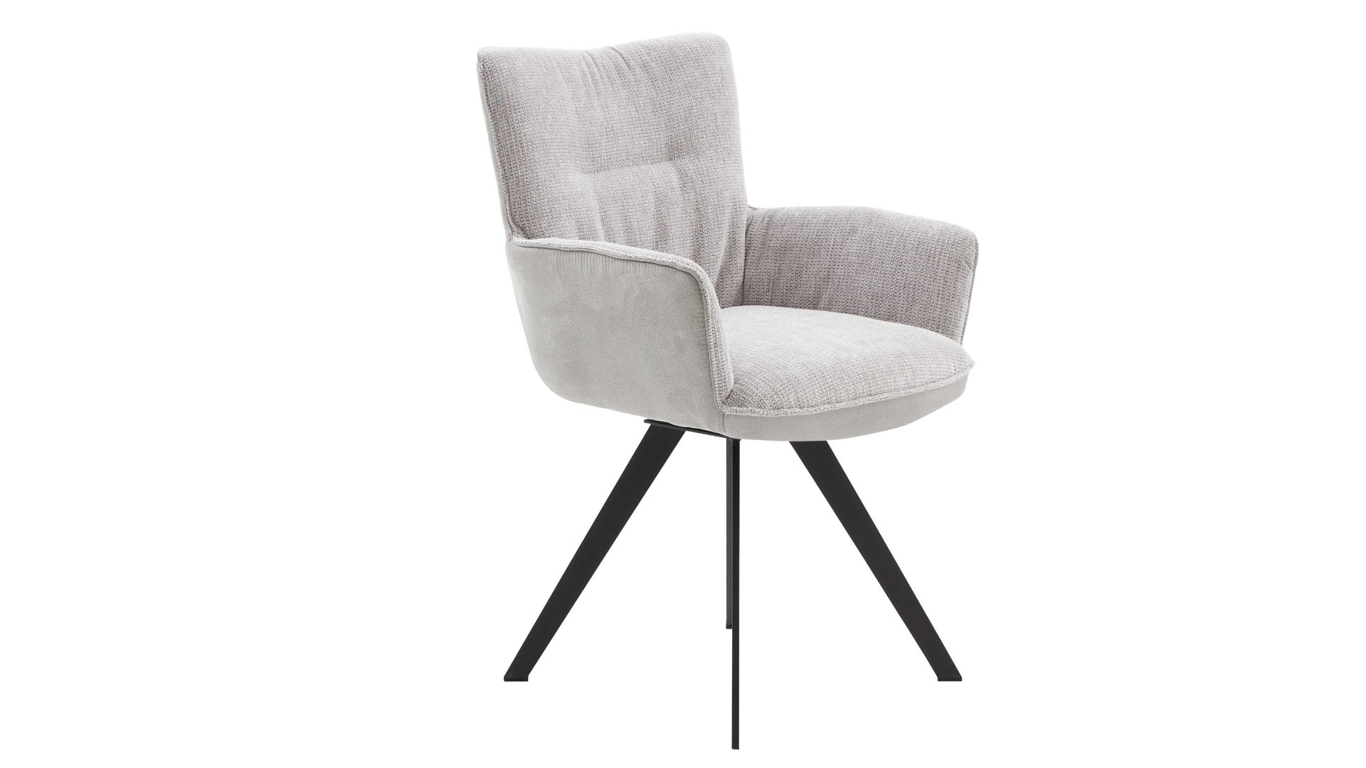 Polsterstuhl Interliving aus Stoff in Hellgrau Interliving Esszimmer Serie 5111 – Schalensessel Rückholfunktion - platinfarbene Bezugkombi 959 & schwarzes Eisen