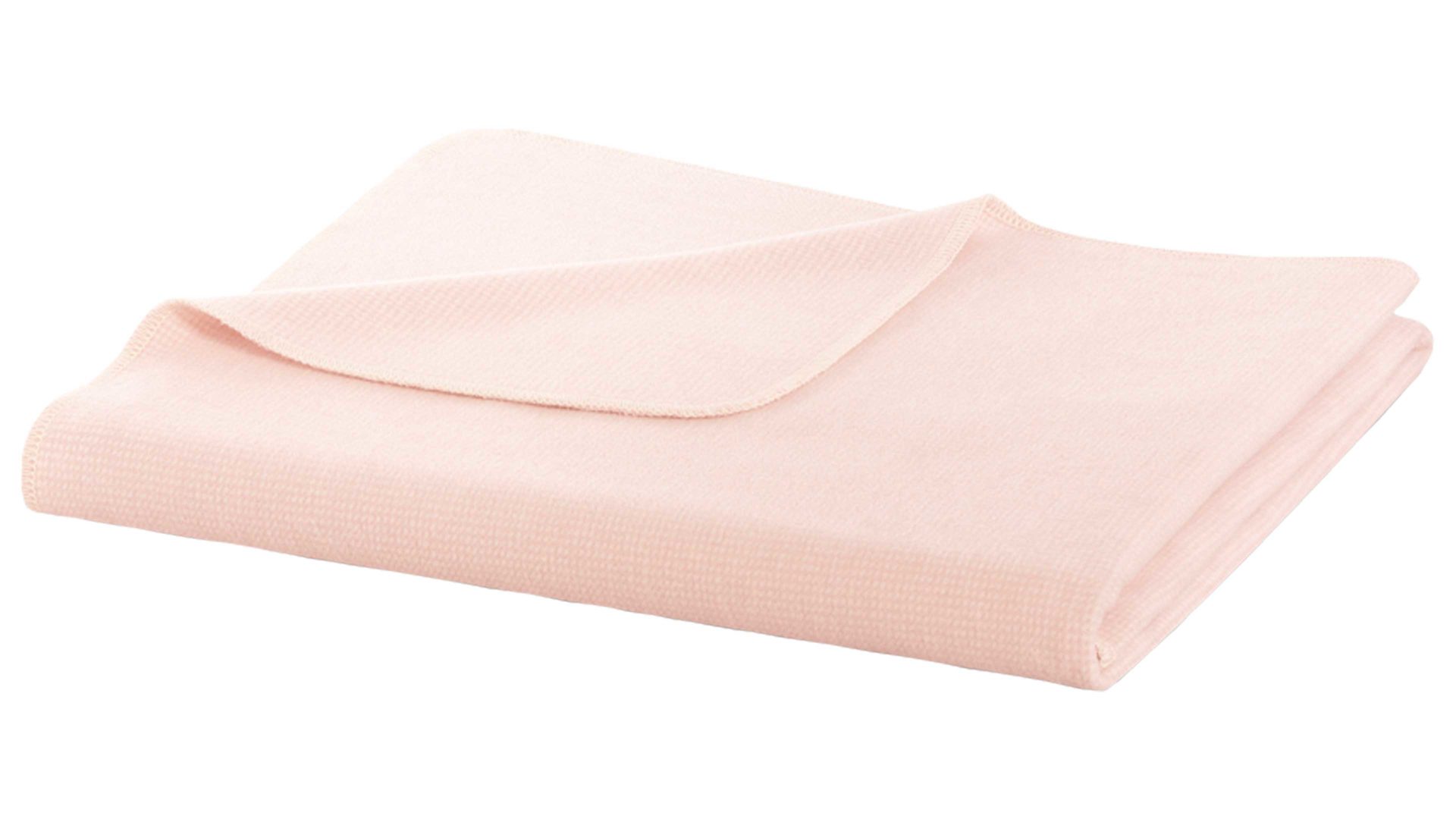 Wohndecke Biederlack® aus Naturfaser in Pink Biederlack® Recycling-Wohndecke Pearl perlroséfarbenes Strukturmuster – ca. 150 x 200 cm