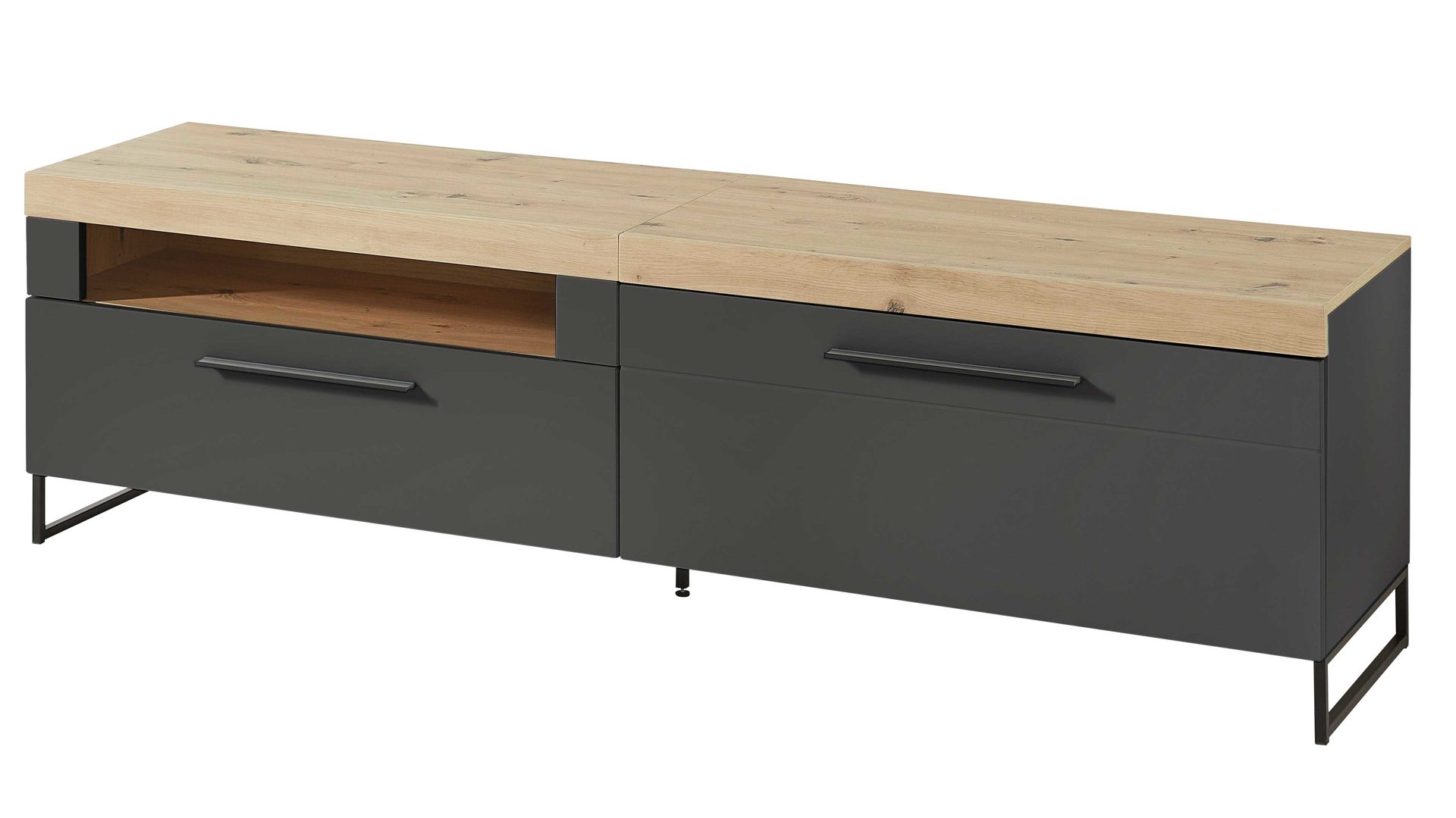 Lowboard Innostyle aus Holz in Dunkelgrau Wohnprogramm Loft-Two - Lowboard Graphit & Artisan Eiche - Breite ca. 192 cm