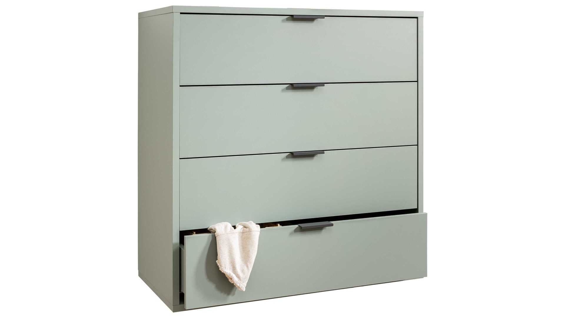 Schubladenkommode Mäusbacher i.i. aus Holz in Hellgrün Kommodenserie Bonnie - Schubladenkommode pinengrüner Mattlack - vier Schubladen, Breite ca. 81 cm