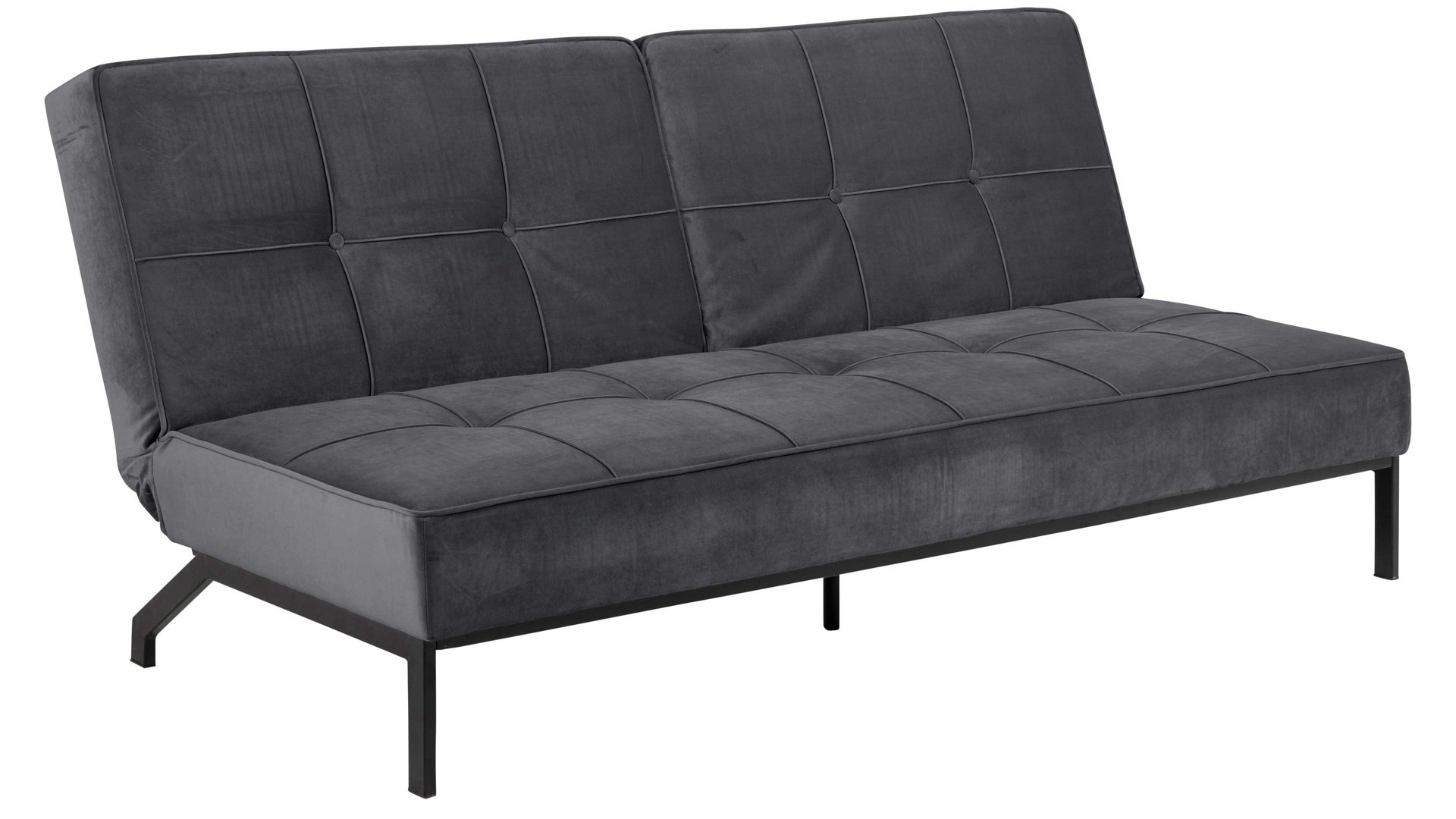 Schlafsofa Actona group aus Stoff in Dunkelgrau Schlafcouch Perugia als praktisches Schlafsofa dunkelgrauer Samt Vic 28 & schwarze Metallfüße