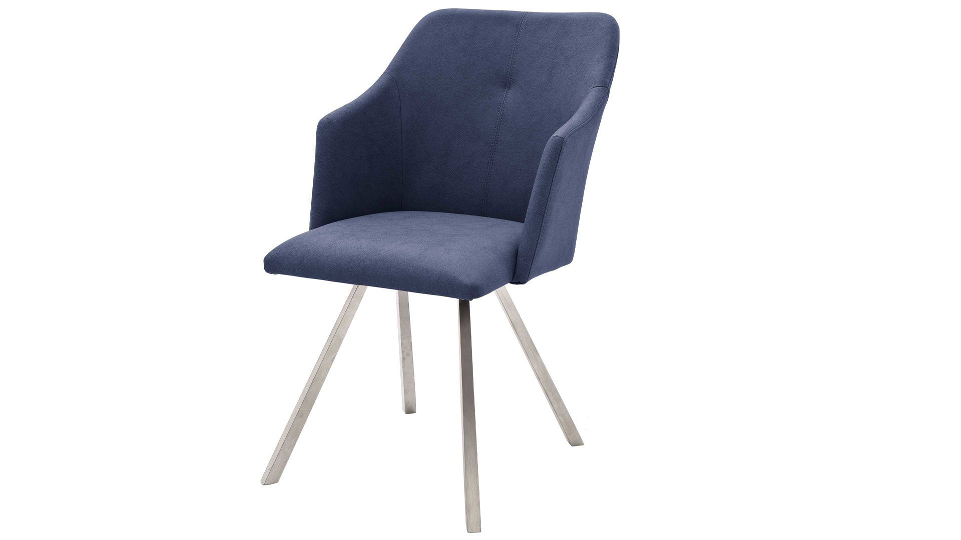 Vierfußstuhl Mca furniture aus Stoff in Blau Armlehn-Vierfußstuhl Madita Rücken B & eckige Edelstahlfüße - Nachtblau