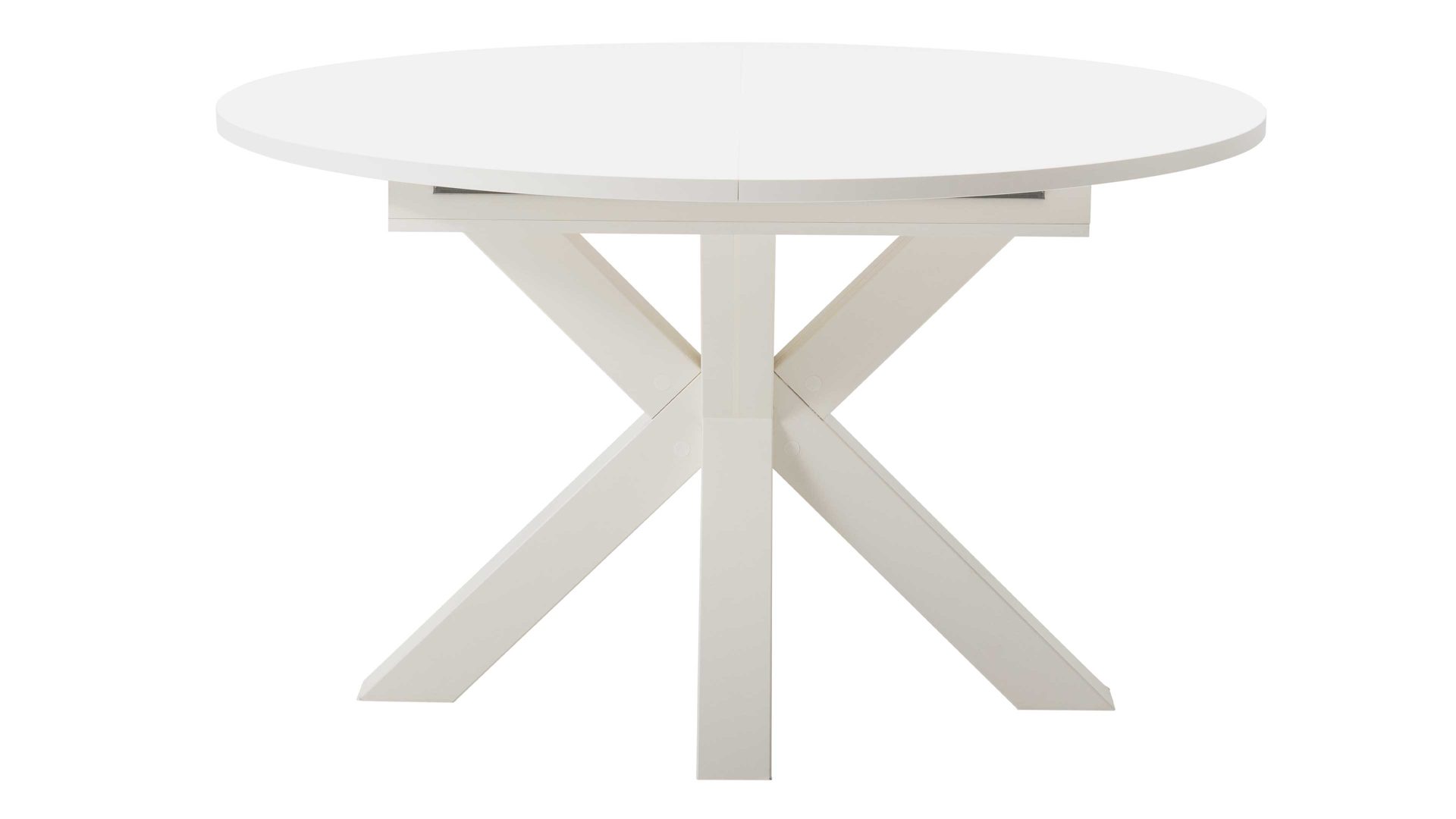 Esstisch Mäusbacher i.i. aus Holz in Weiß Esstisch-Serie The Big System - Auszugtisch Mattweiß - Durchmesser ca. 130 cm