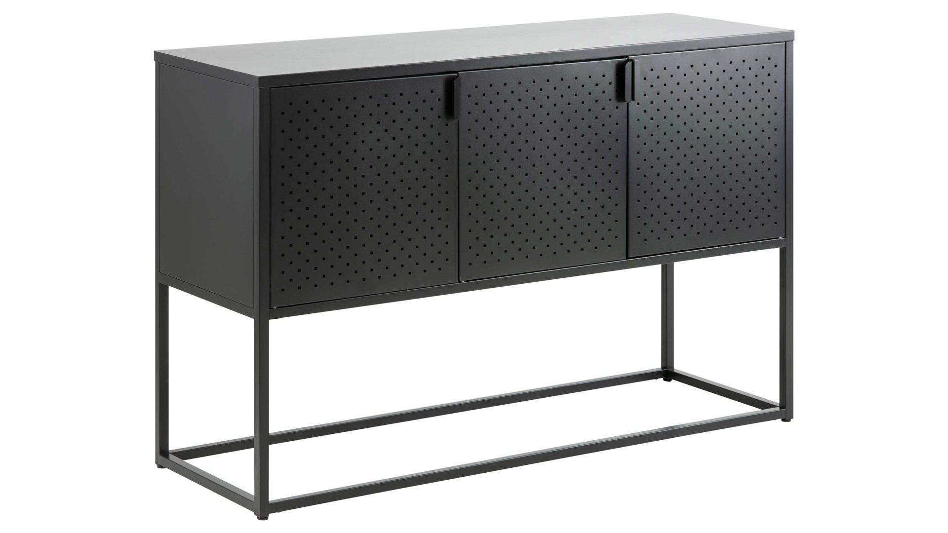 Sideboard Actona group aus Metall in Schwarz Metallmöbel Newton - Sideboard schwarzer Stahl - drei Türen, Länge ca. 120 cm