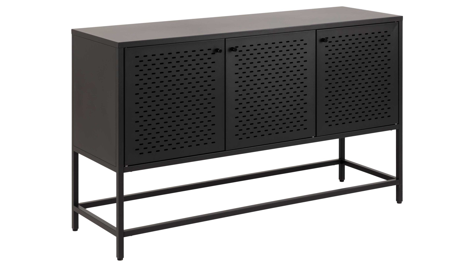 Sideboard Actona group aus Metall in Schwarz Metallmöbel Newcastle - Sideboard schwarzes Metall - drei Türen, Breite ca. 125 cm