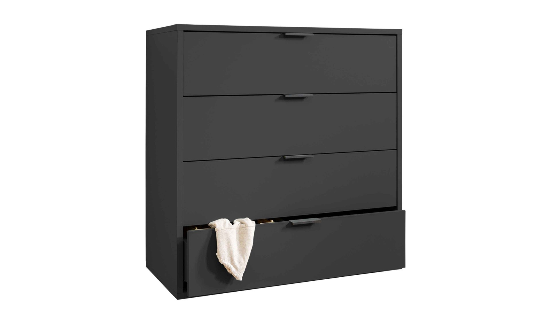 Schubladenkommode Mäusbacher i.i. aus Holz in Anthrazit Kommodenserie Bonnie - Schubladenkommode anthrazitfarbener Mattlack - vier Schubladen, Breite ca. 81 cm