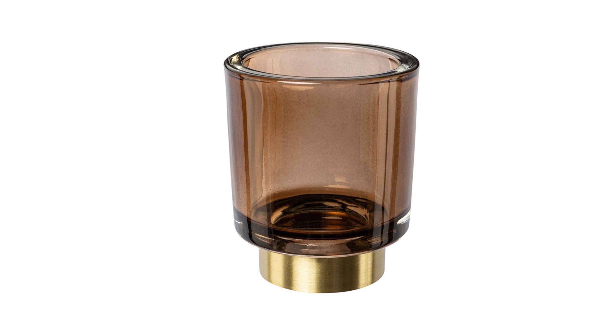 Windlicht Gasper aus Glas in Braun Teelichtglas Trixi glatt - Braun & Gold, Höhe ca. 9 cm