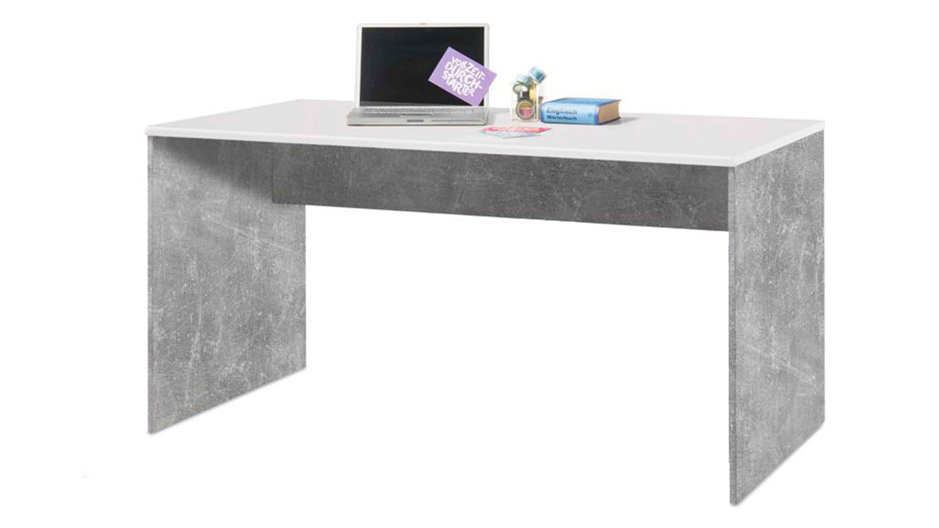 Schreibtisch Bega consult aus Holz in Grau Schreibtisch weiße & betonfarbene Kunststoffoberflächen – ca. 150 x 75 cm
