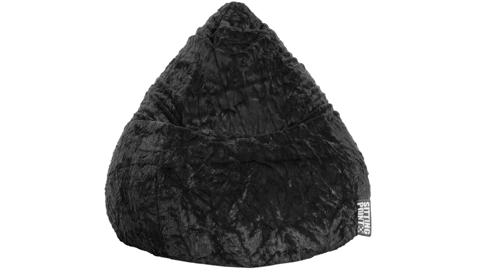 Standard-Sitzsack Magma sitting point aus Kunstfaser in Schwarz SITTING POINT Plüsch-Sitzsack Fluffy XL - Sitzmöbel schwarzer Plüschbezug - ca. 220 Liter