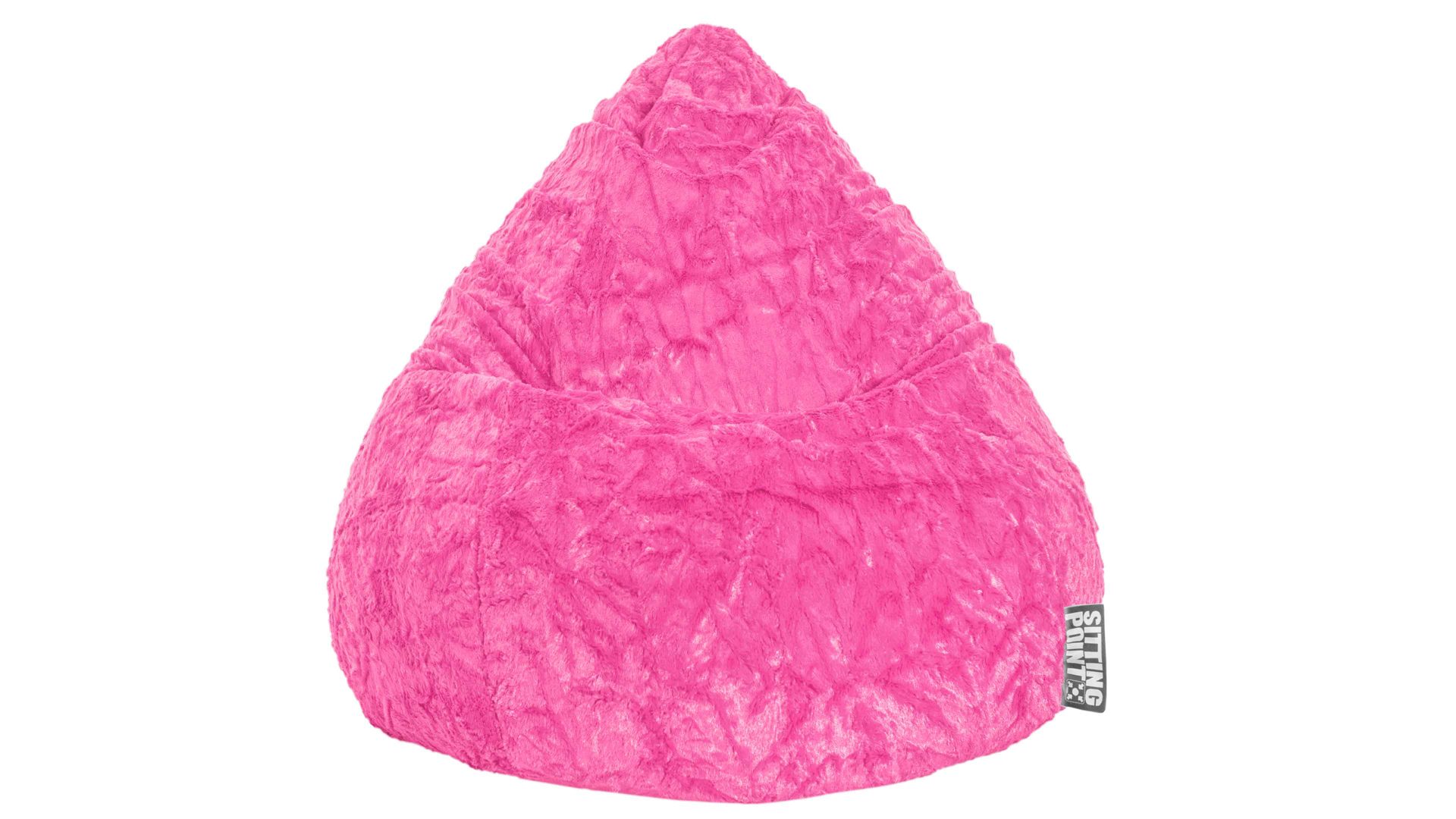 Sitzsack Magma sitting point aus Kunstfaser in Pink SITTING POINT Plüsch-Sitzsack Fluffy L als Sitzmöbel pinker Plüschbezug - ca. 120 Liter