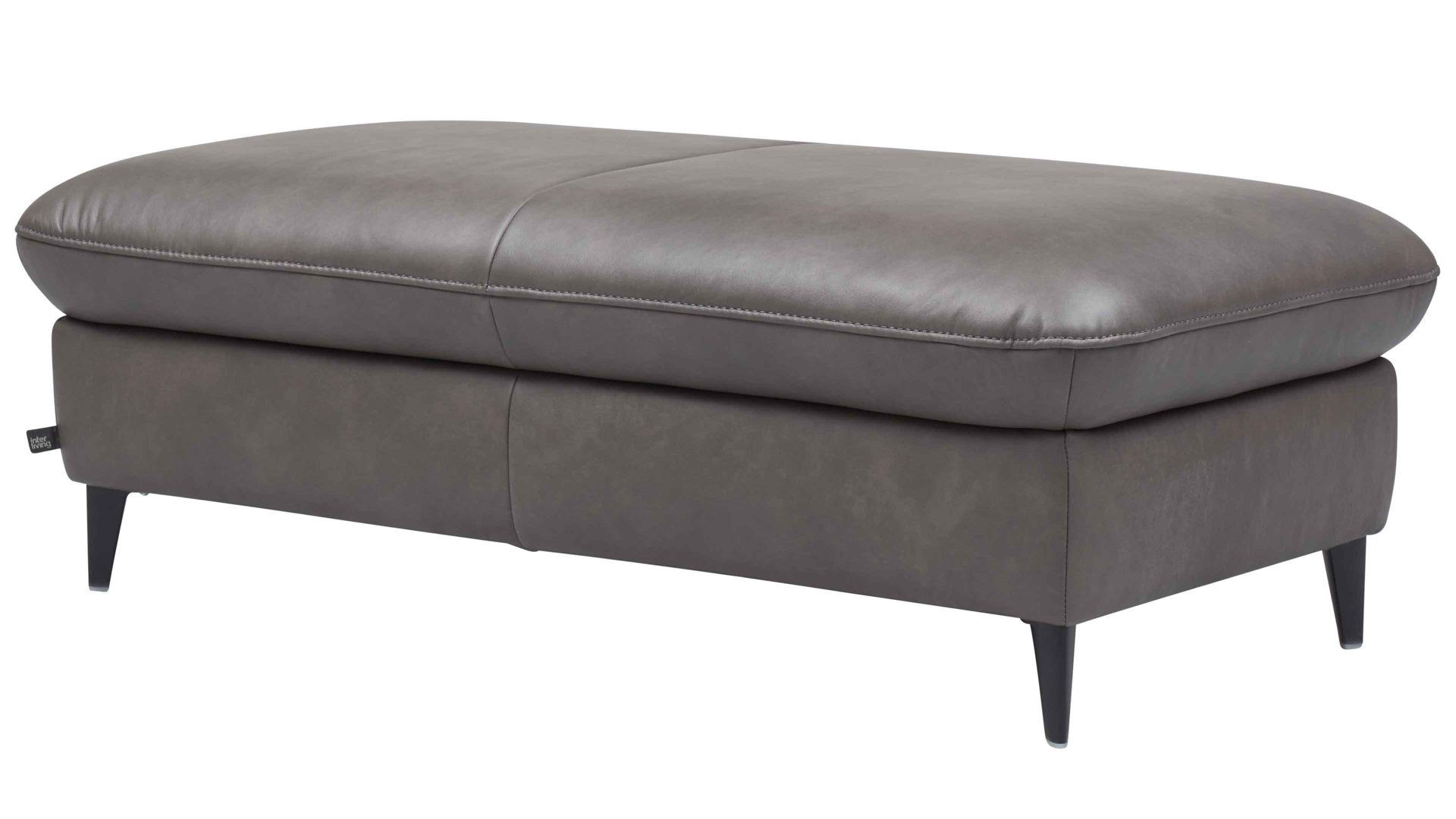 Polsterhocker Interliving aus Leder in Dunkelgrau Interliving Sofa Serie 4058 – XXL-Hocker Ho XXL graues LongLife-Leder Cloudy - ca. 130 x 65 cm