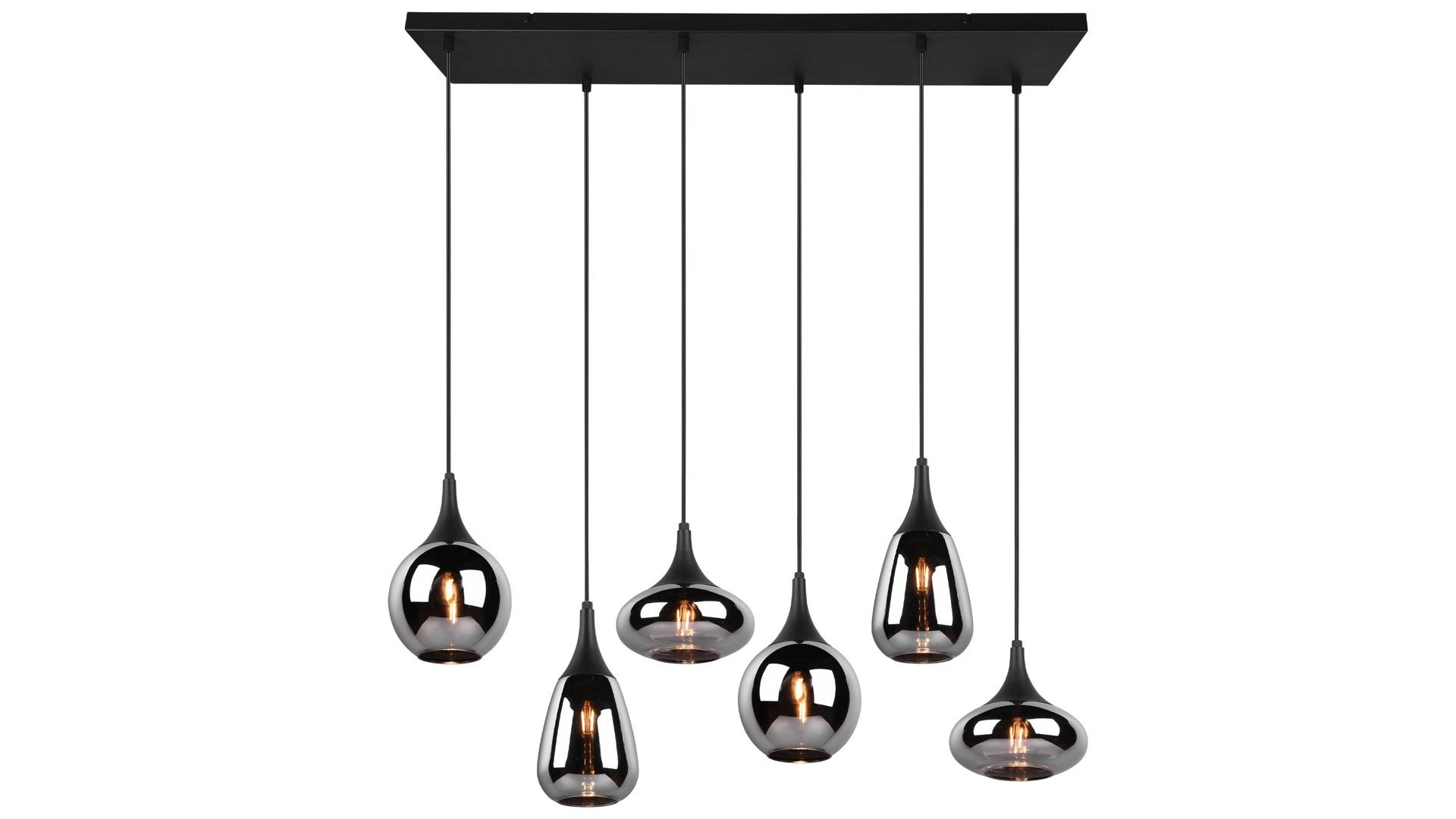 Pendelleuchte Trio lighting for you aus Glas in Chrom Trio Pendelleuchte Lumina schwarz & Glas - Breite ca. 93 cm