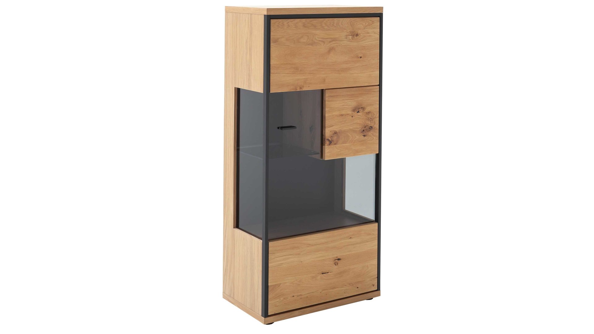 Highboard Mca direkt aus Holz in Holzfarben Wohnprogramm Bari - Highboard Asteiche Bianco – eine Türe, Breite ca. 68 cm