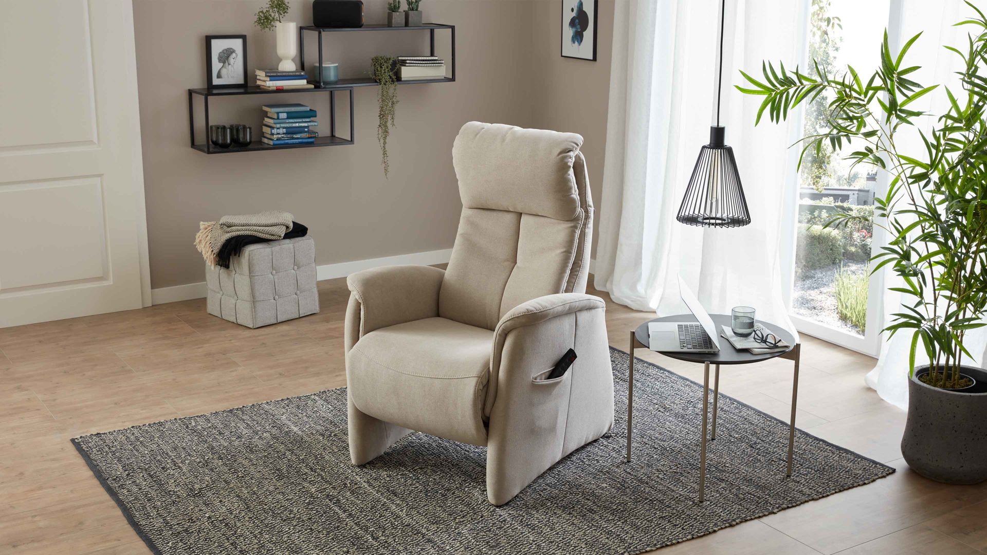 Relaxsessel comfortmaster besser sitzen, liegen, leben aus Stoff in Beige Comfortmaster CM-HU1157 - Relaxsessel B ecrufarbener Bezug Kira - Ergonomie L