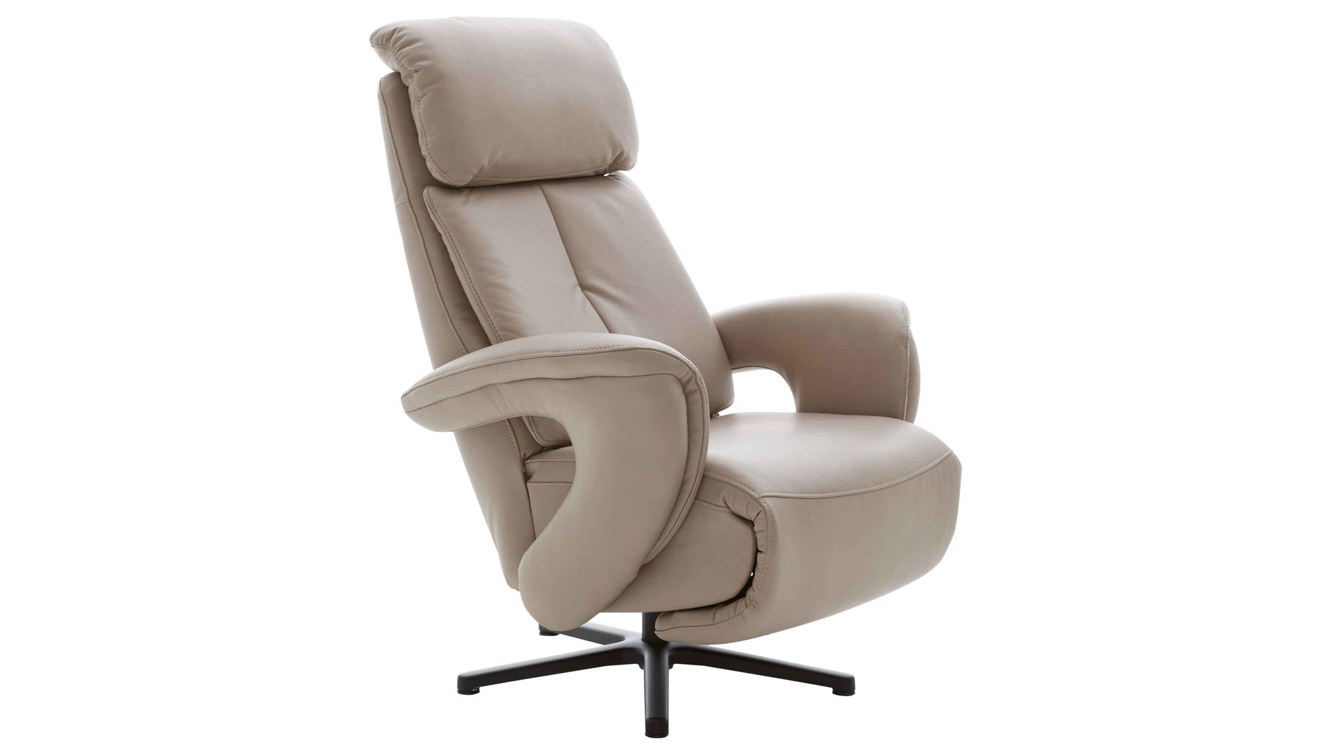 Relaxsessel comfortmaster besser sitzen, liegen, leben aus Leder in Hellgrau Comfortmaster CM-HU1157 - Relaxsessel B perlfarbenes LongLife-Leder Vivre & schwarzer Sternfuß - Ergonomie S