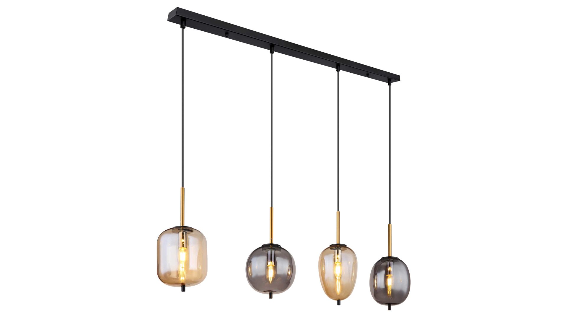 Pendelleuchte Globo lighting aus Glas in Schwarz GLOBO Leuchten Serie Blacky - Hängelampe Rauch, Amber & Schwarz - Länge ca. 100 cm