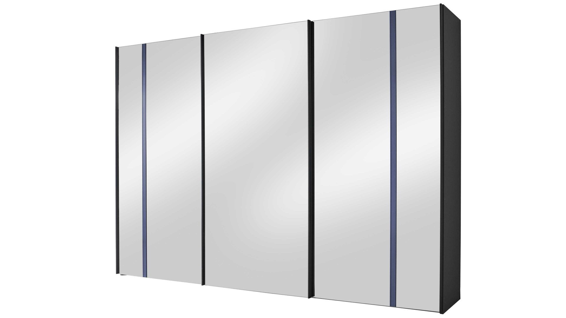 Kleiderschrank Staud aus Holz in Grau STAUD Schwebetürenschrank Sinfonie Plus Vulkan & Grauspiegel – drei Türen, Breite ca. 298 cm